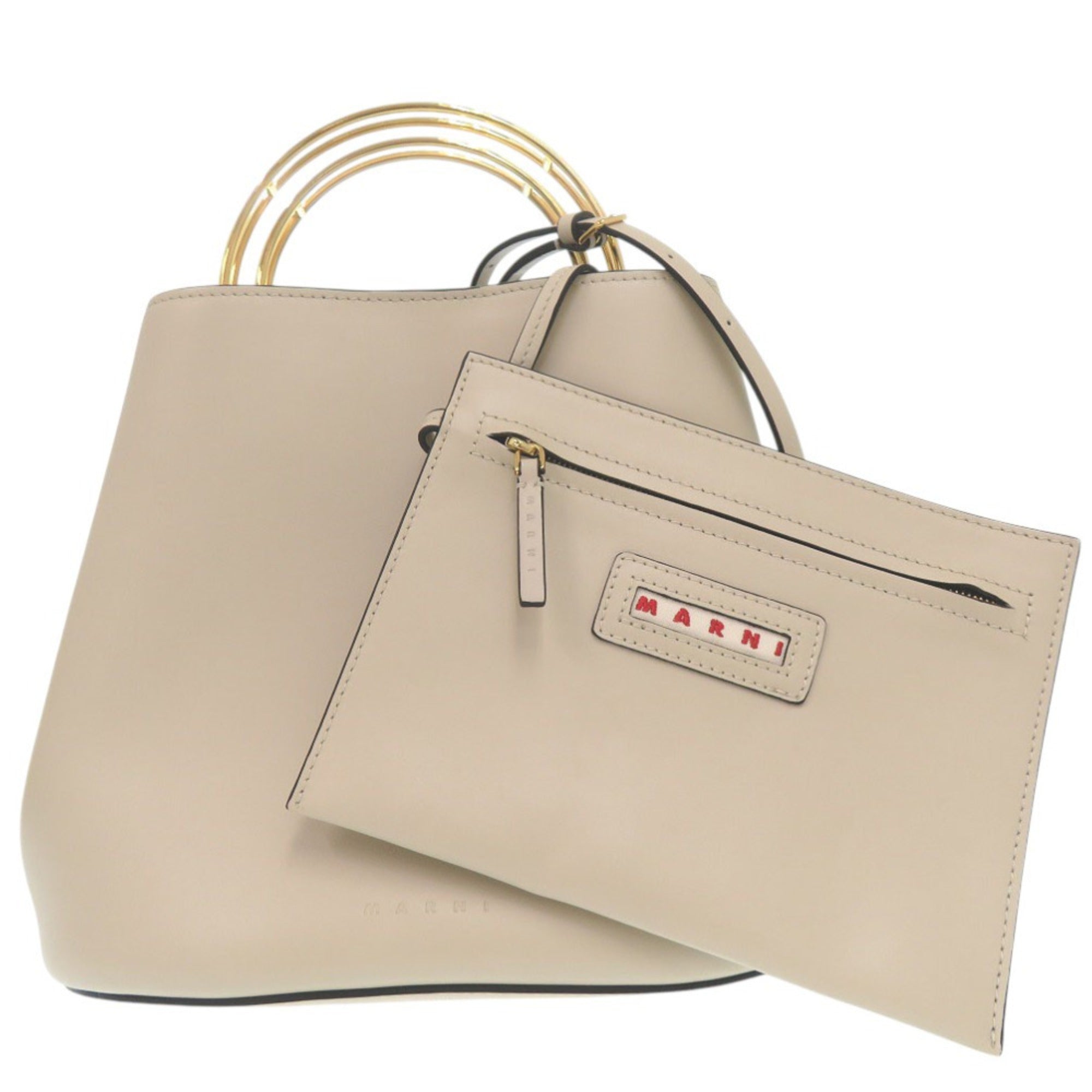 Marni Beige Leather Handbag Shoulder Bag (Pre-Owned)