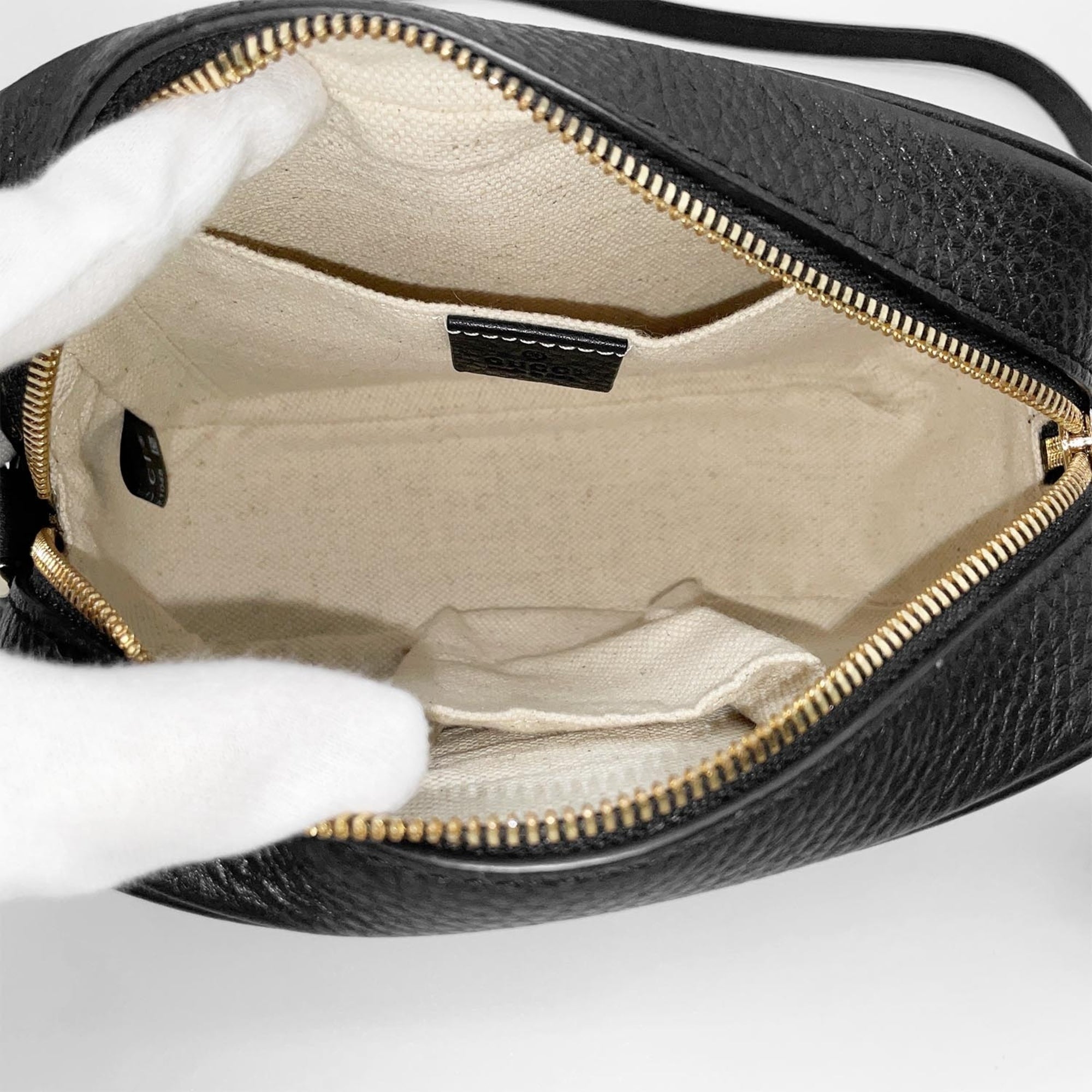 Gucci Black Leather Canvas Shoulder Bag (Pre-Owned)