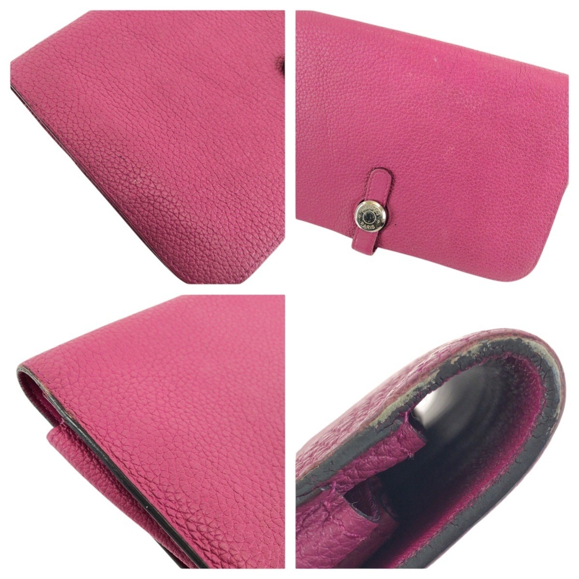 Hermes Pink Rose Purple Togo Leather Long Wallet (Bi-Fold) (Pre-Owned)