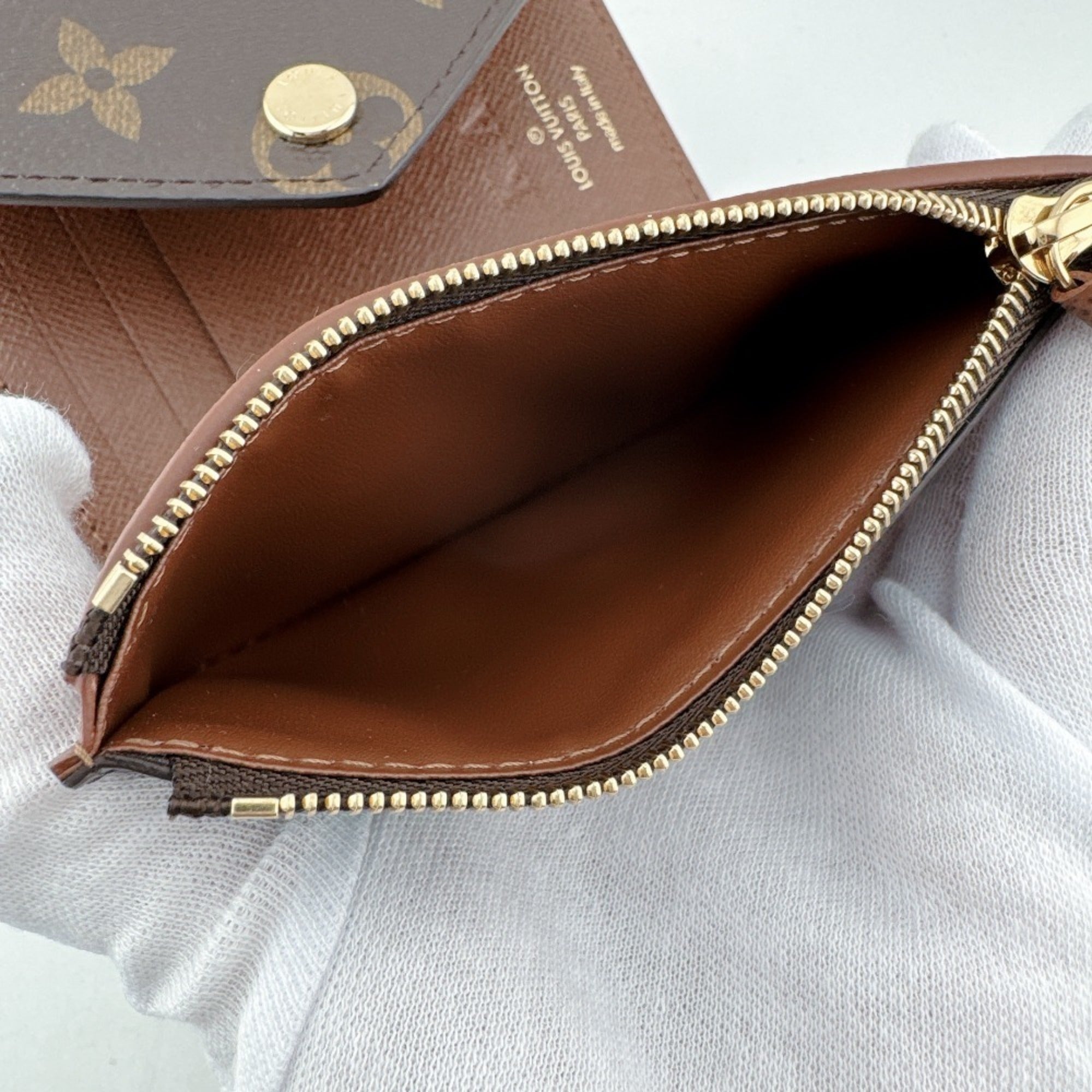 Louis Vuitton Monogram Brown Leather Wallet (Tri-Fold) (Pre-Owned)