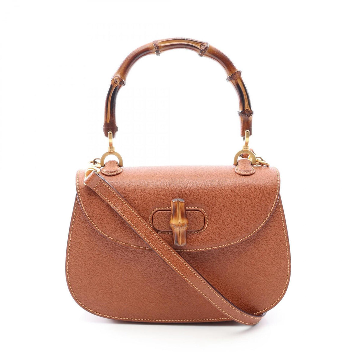Gucci Brown Bamboo Leather Handbag (Pre-Owned)