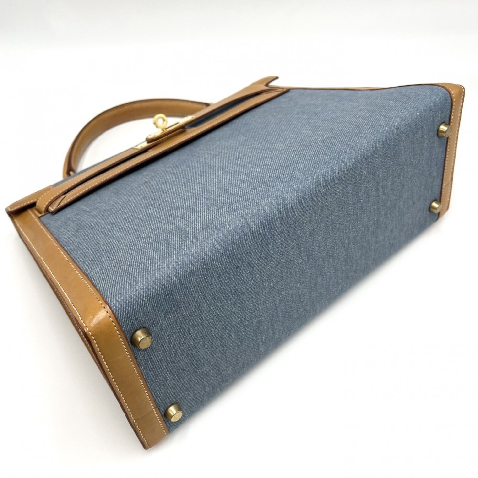 Hermes Black Brown Light Blue White Denim Handbag Shoulder Bag (Pre-Owned)