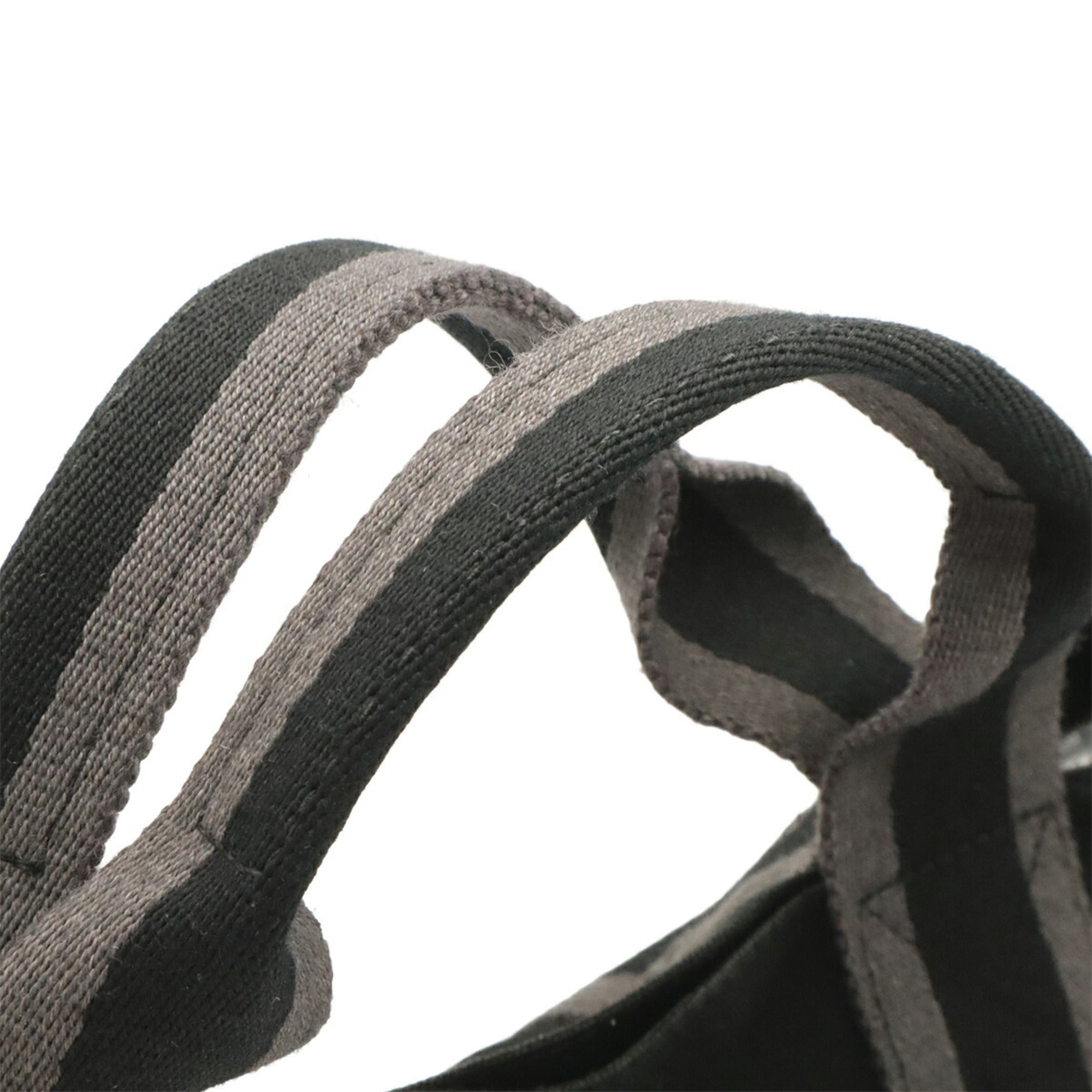 Hermes Black Gray Canvas Handbag Tote Bag (Pre-Owned)