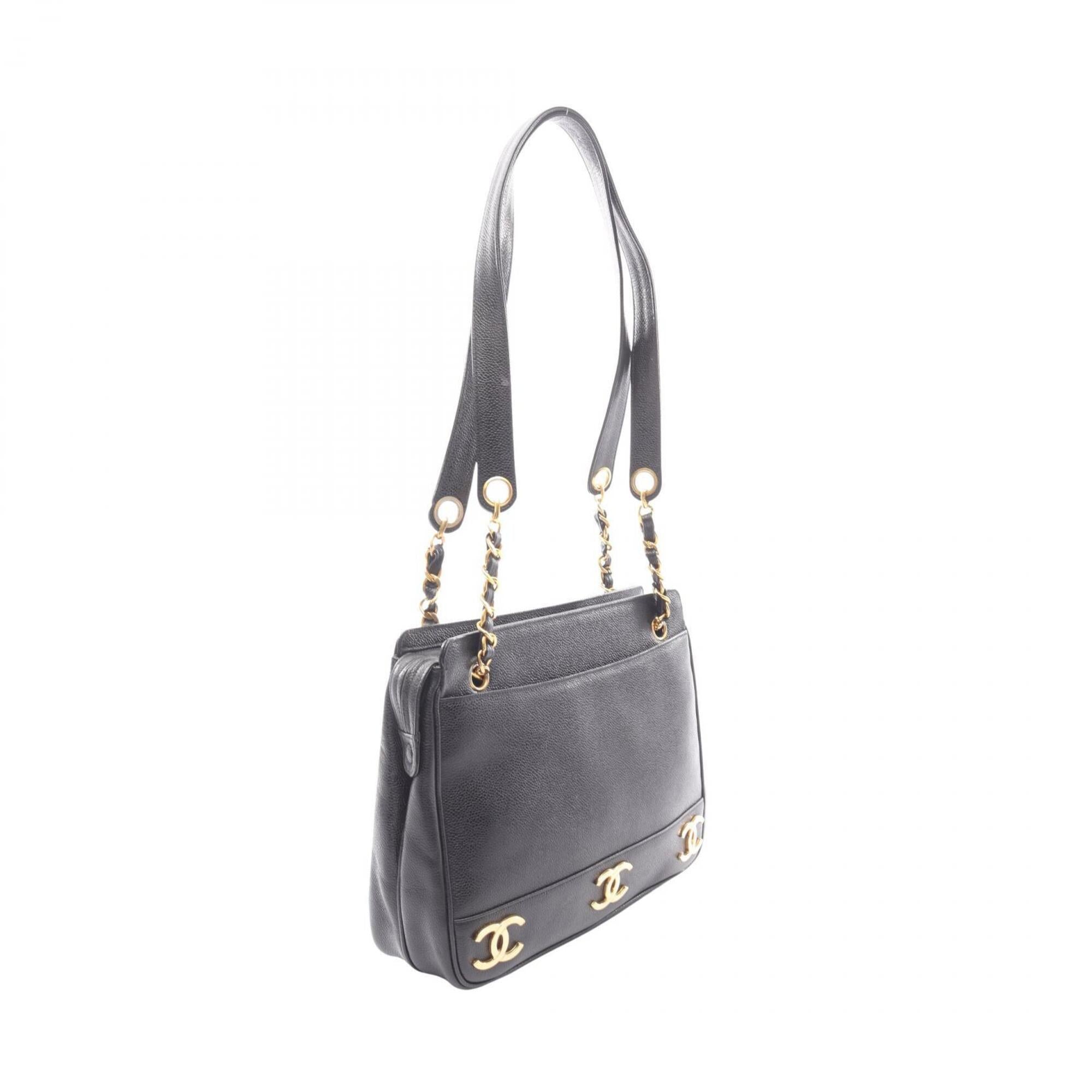 Chanel Black Grained Calfskin Handbag Tote Bag (Pre-Owned)