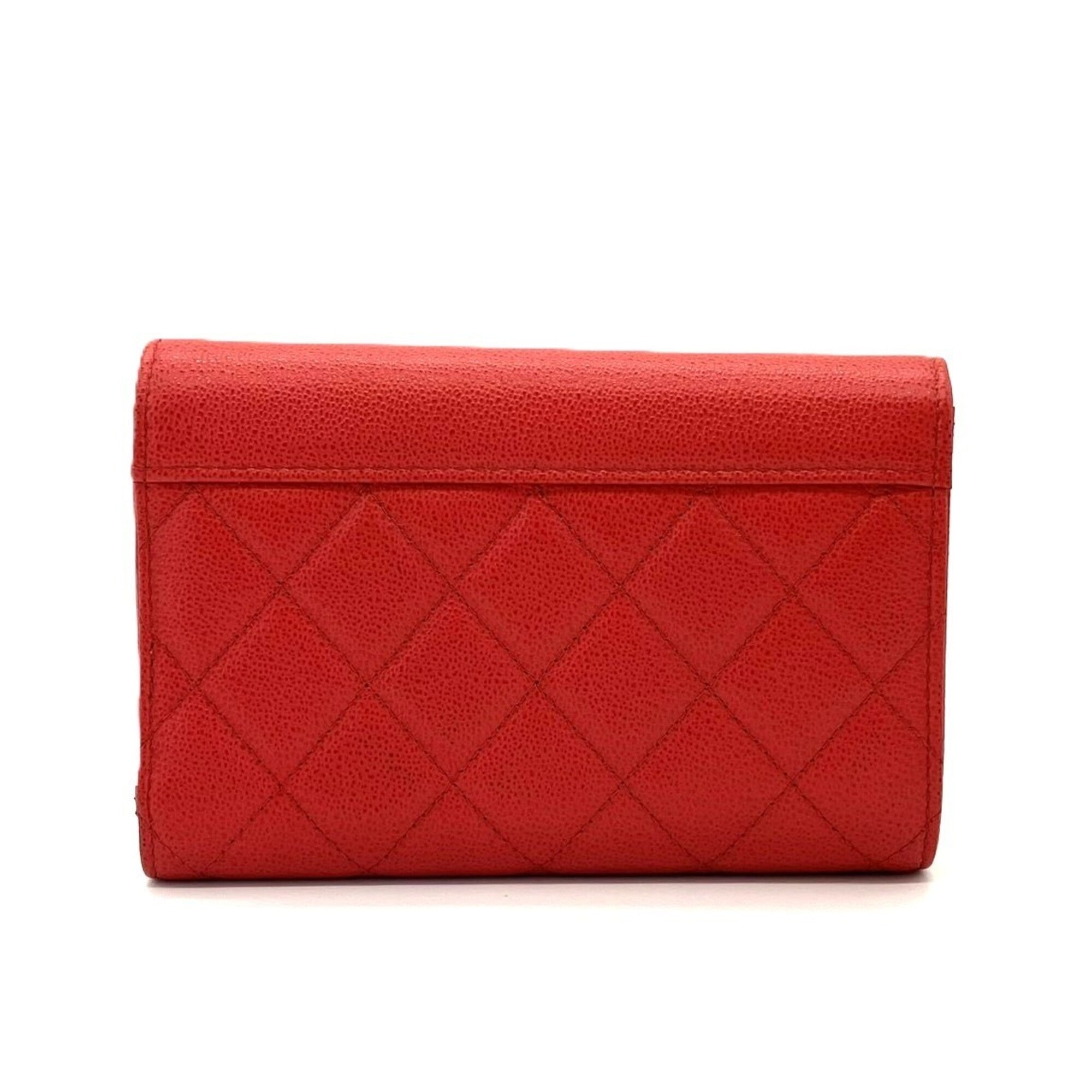Chanel Matelasse Pink Grained Calfskin Wallet (Tri-Fold) (Pre-Owned)