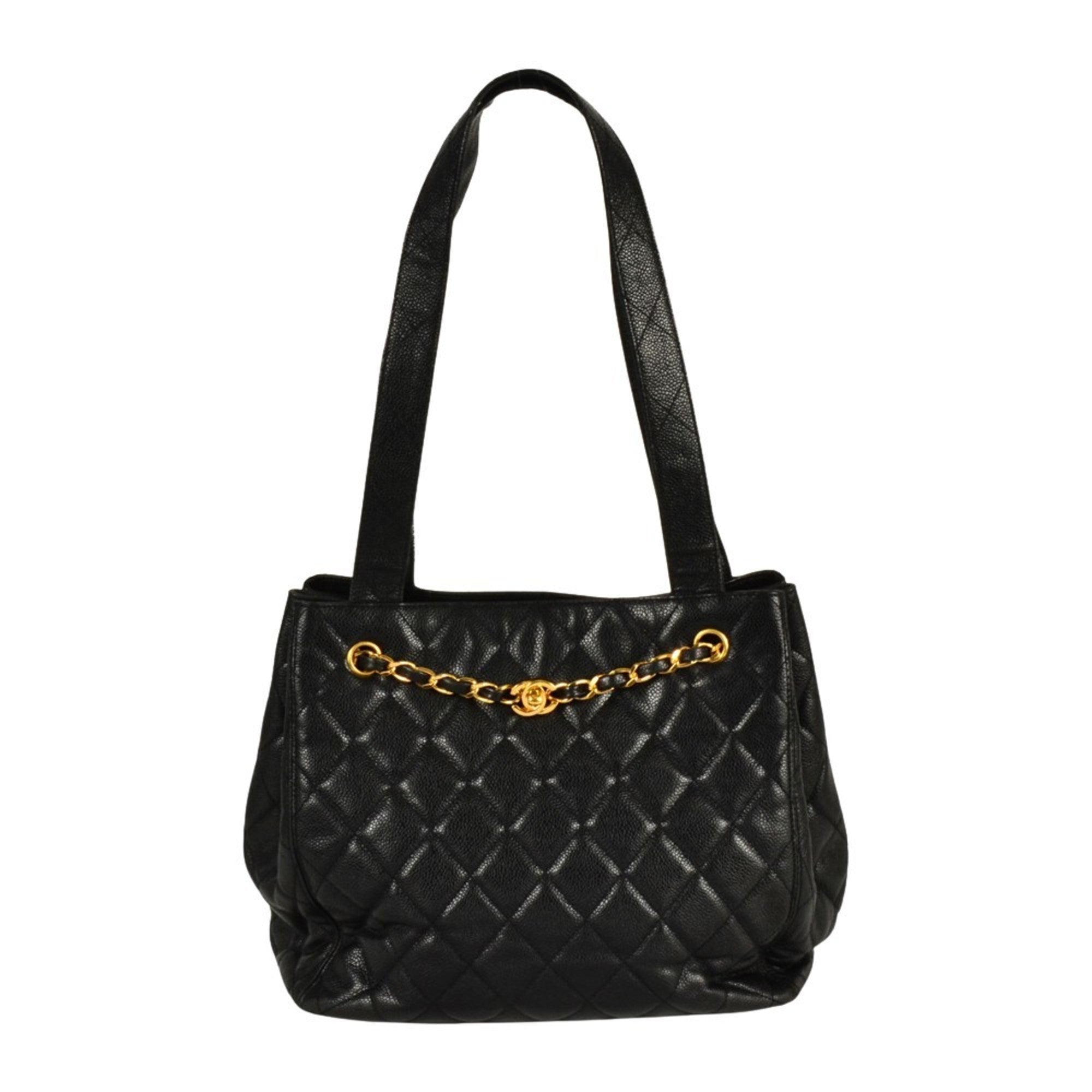 Chanel Black Grained Calfskin Shoulder Bag (Pre-Owned)