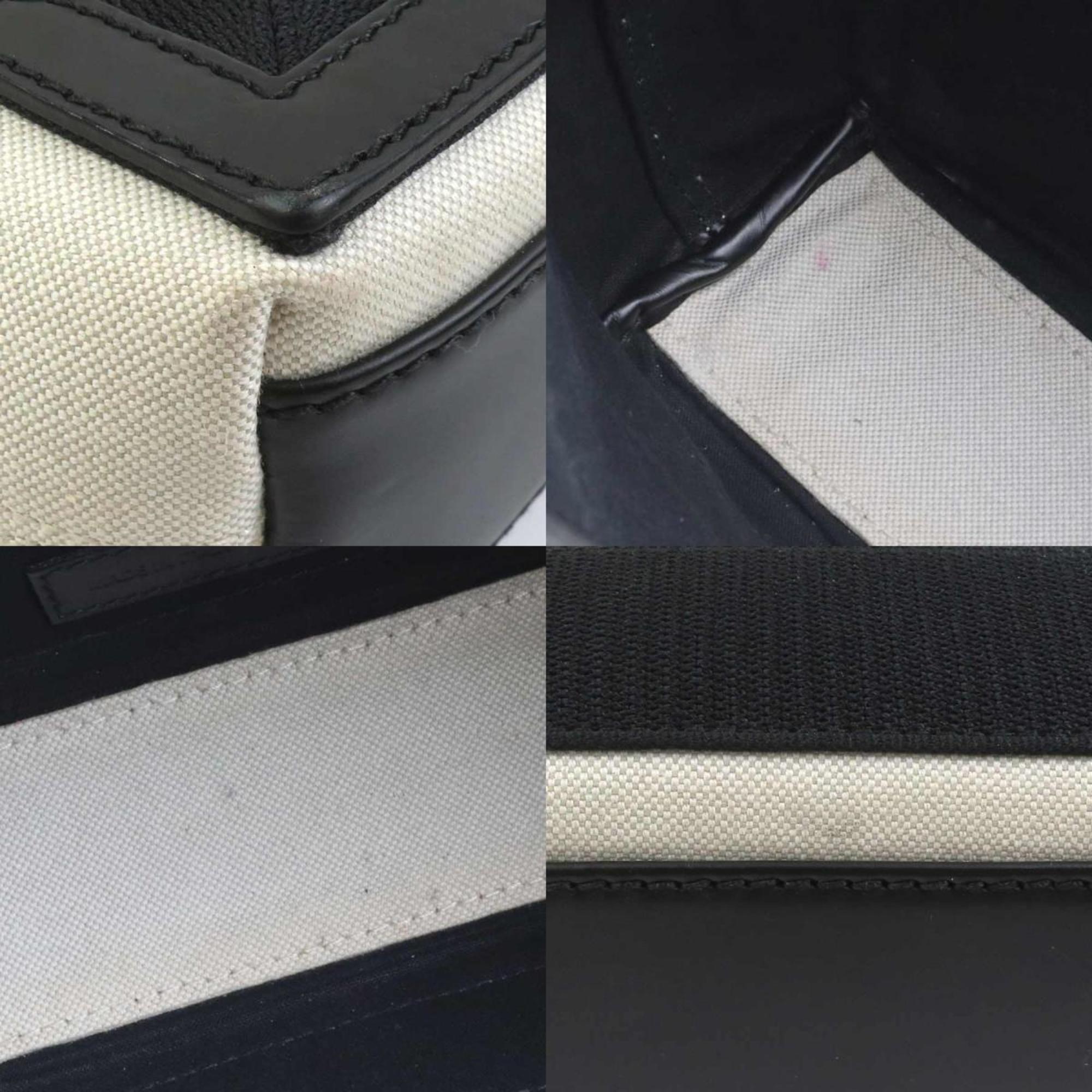 Balenciaga Black Ivory Canvas Leather Handbag Shoulder Bag (Pre-Owned)