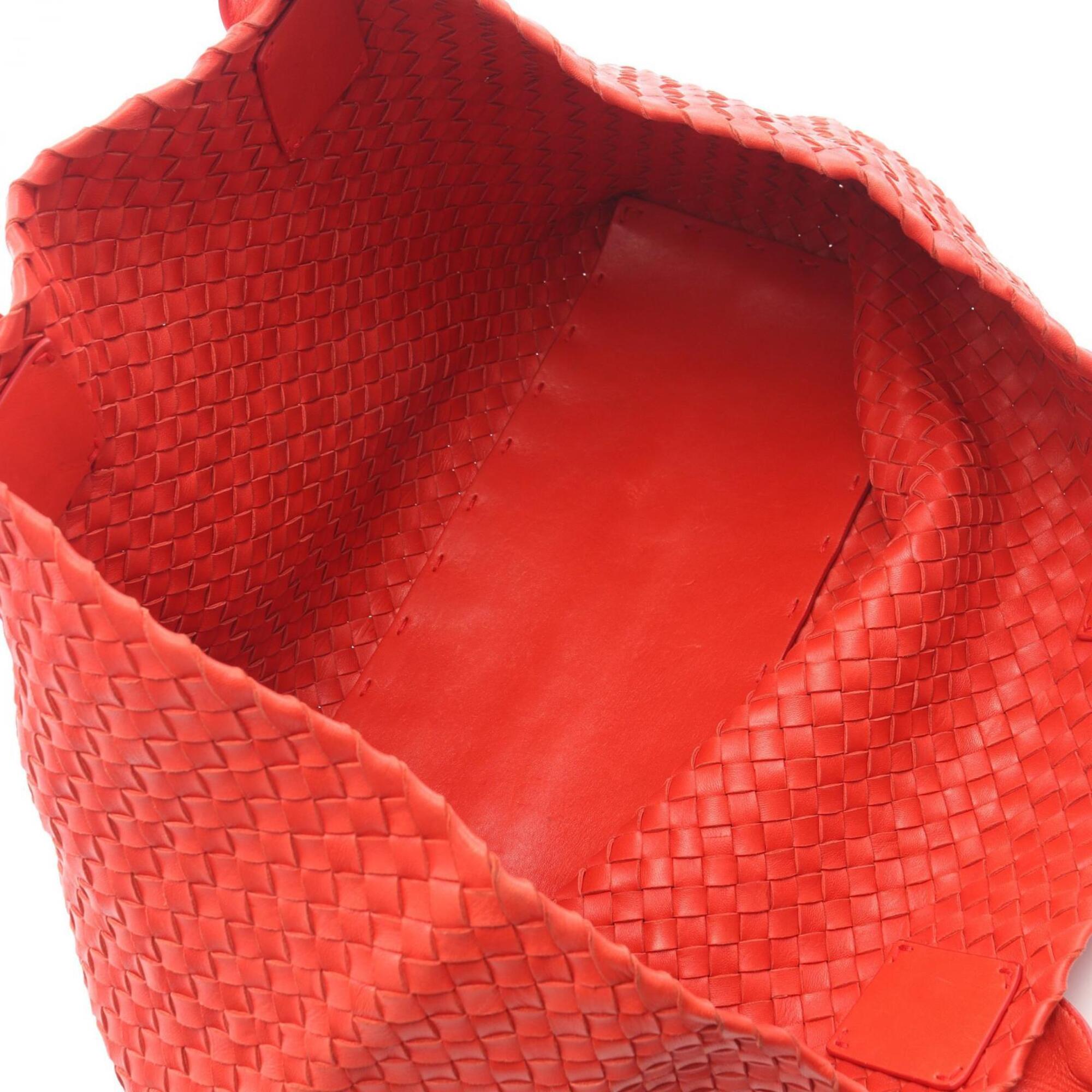 Bottega Veneta Red Color Leather Handbag Pouch Tote Bag (Pre-Owned)