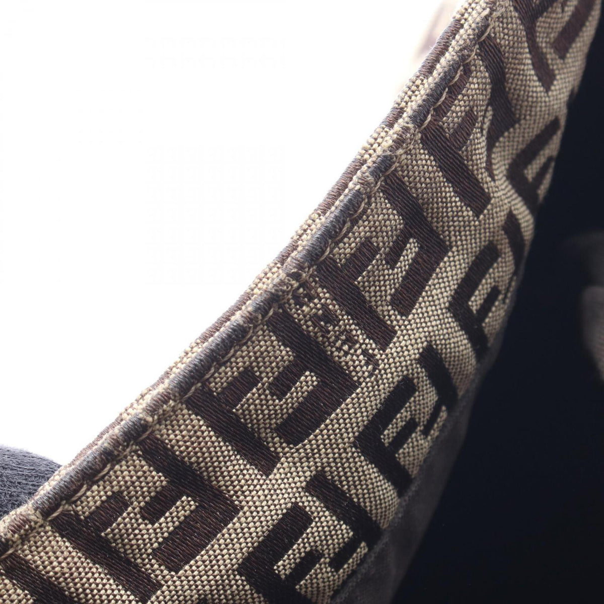 Fendi Beige Brown Canvas Leather Handbag Shoulder Bag (Pre-Owned)