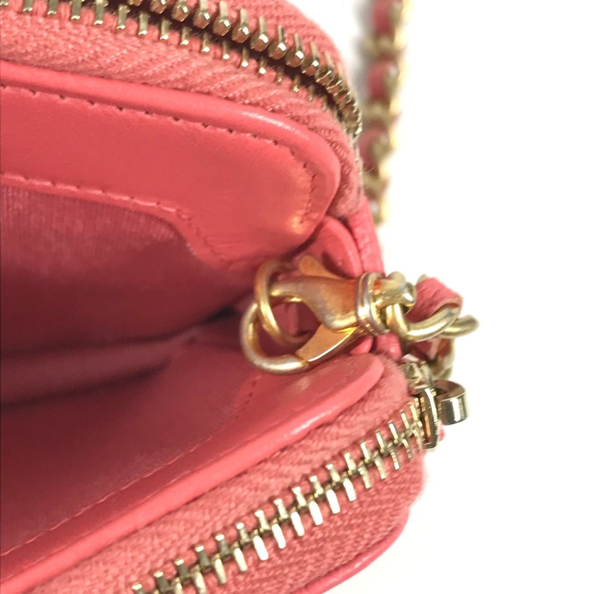 Chanel Boy Chanel Pink Grained Calfskin Chain/Shoulder Wallet (Pre-Owned)