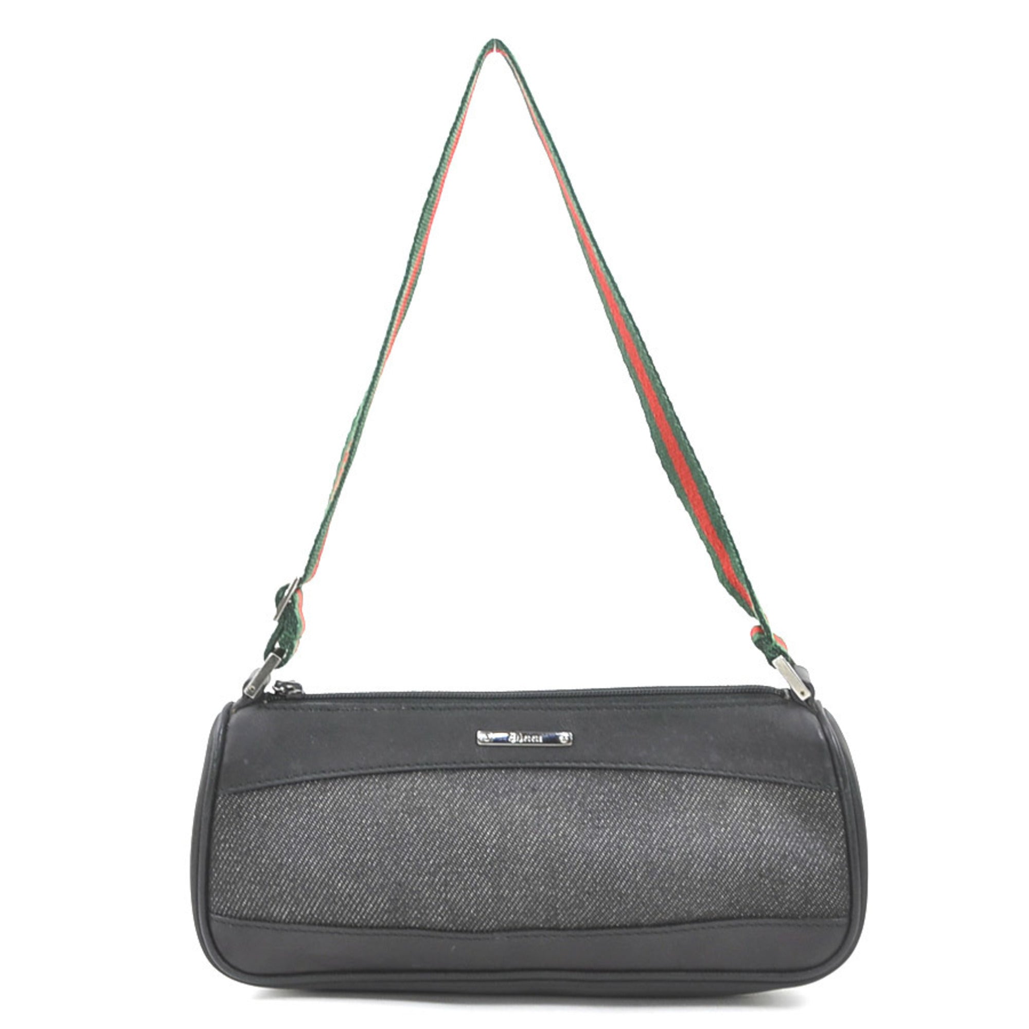 Gucci Black Leather Canvas Handbag (Pre-Owned)
