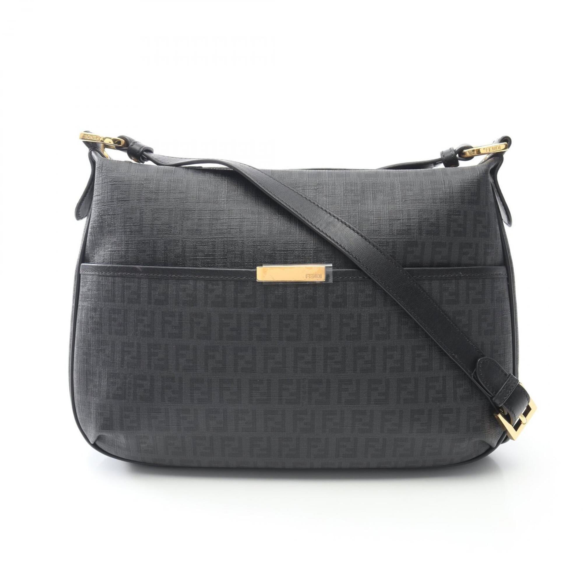 Fendi Black Coated Canvas Leather Shoulder Bag (Pre-Owned)