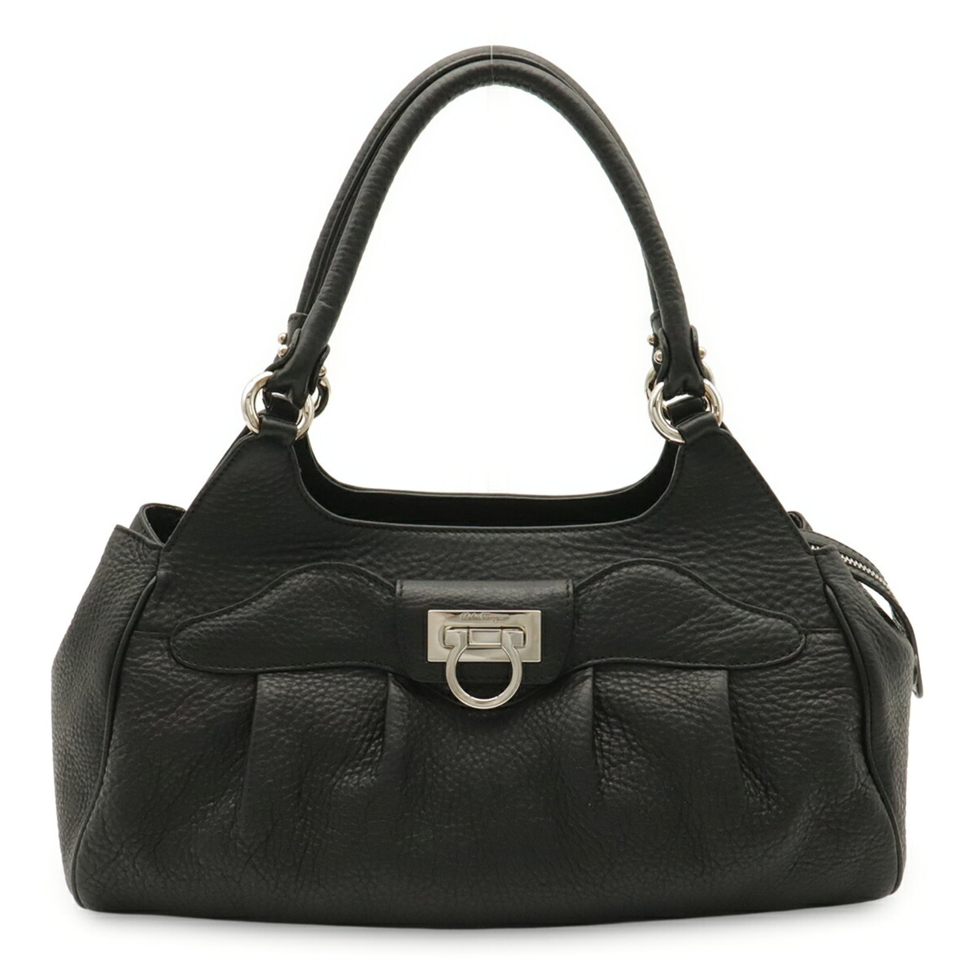 Salvatore Ferragamo Black Leather Handbag Shoulder Bag (Pre-Owned)