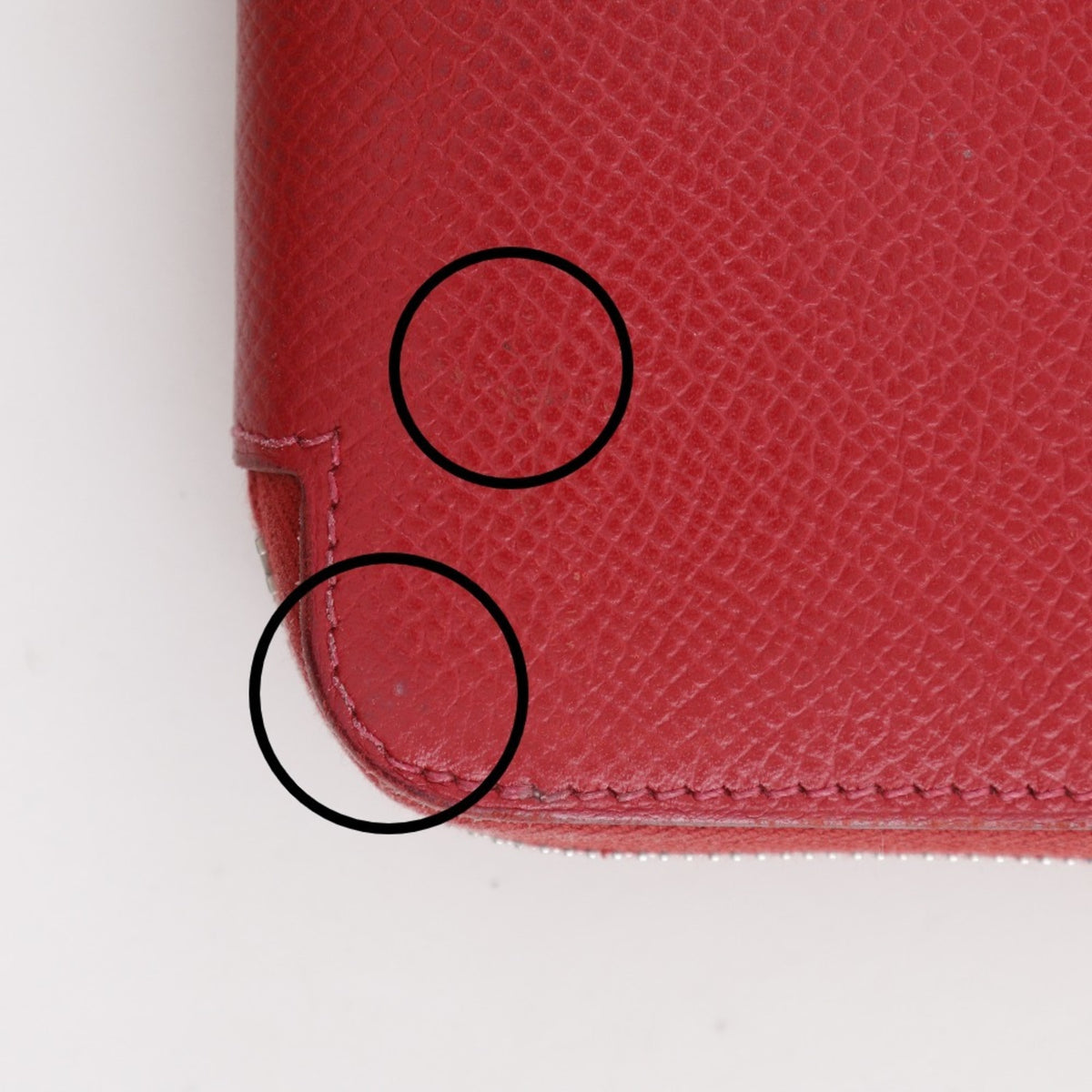 Hermes Red Color Epsom Leather Long Wallet (Bi-Fold) (Pre-Owned)