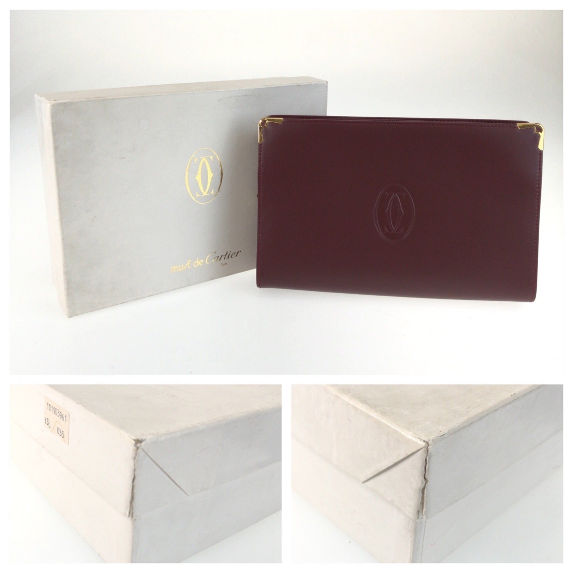 Cartier Bordeaux Wine Red Leather Clutch Bag (Pre-Owned)