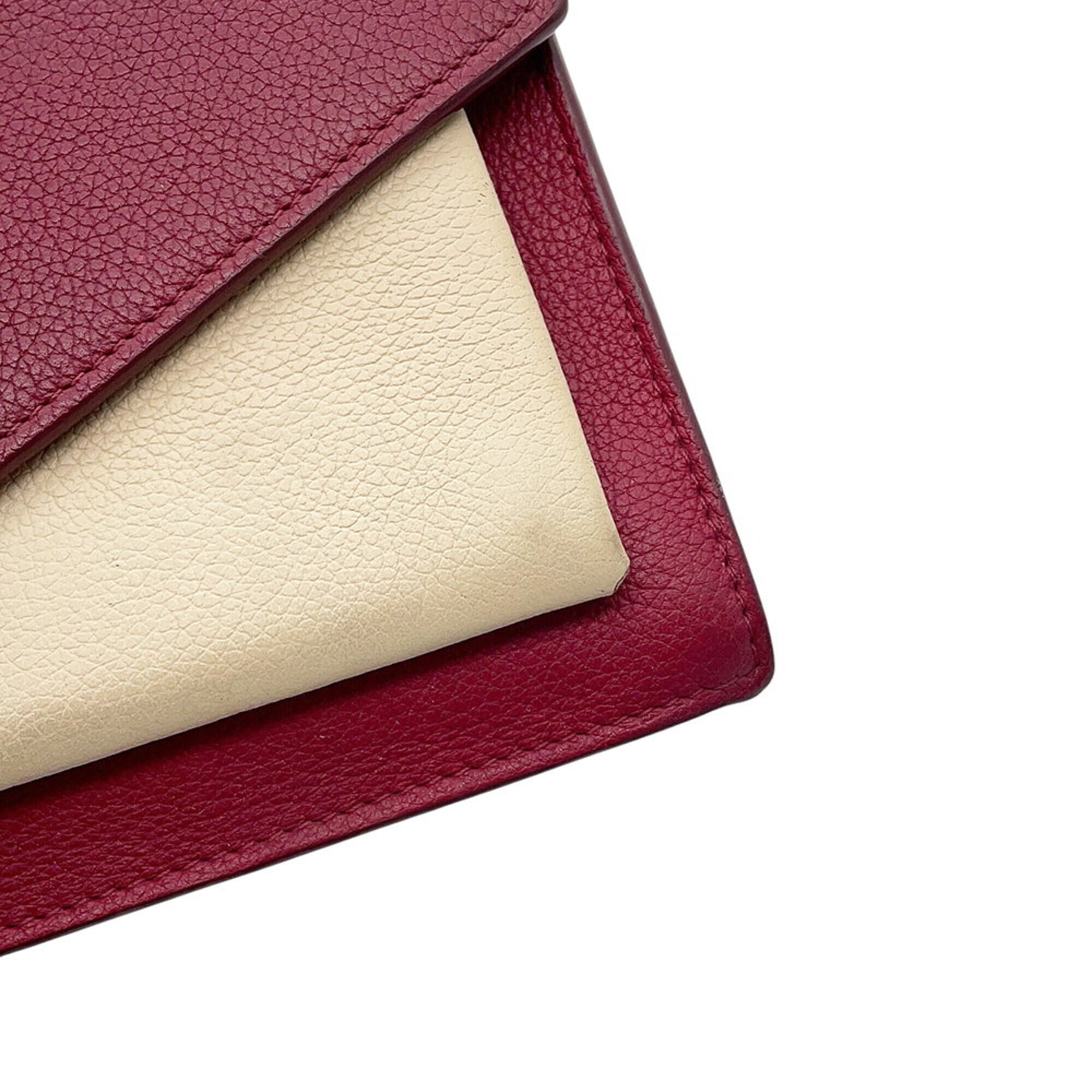 Louis Vuitton Cream Gray Red Color Wine Leather Pochette Shoulder Bag (Pre-Owned)