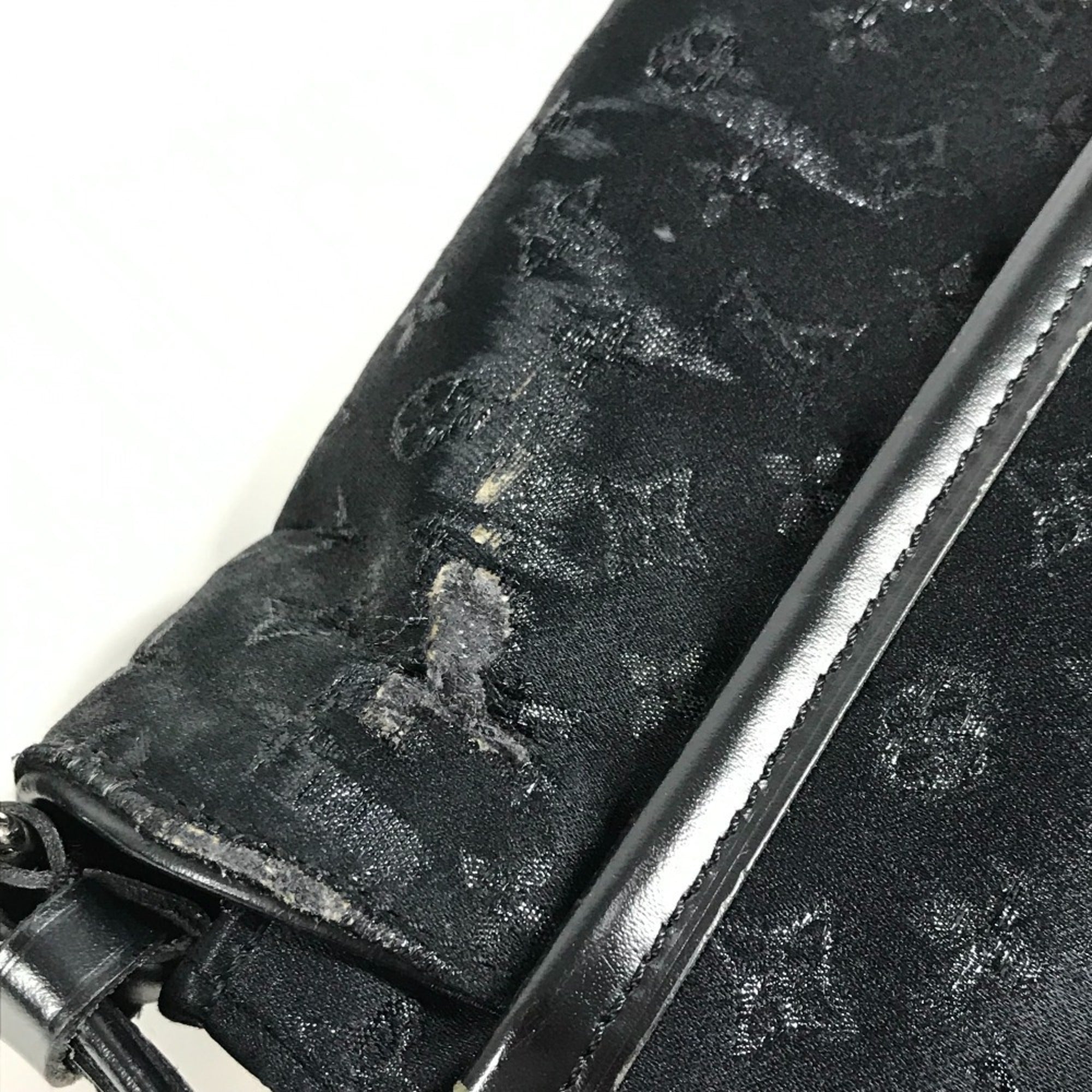 Louis Vuitton Black Monogram Satin Leather Pochette Shoulder Bag (Pre-Owned)