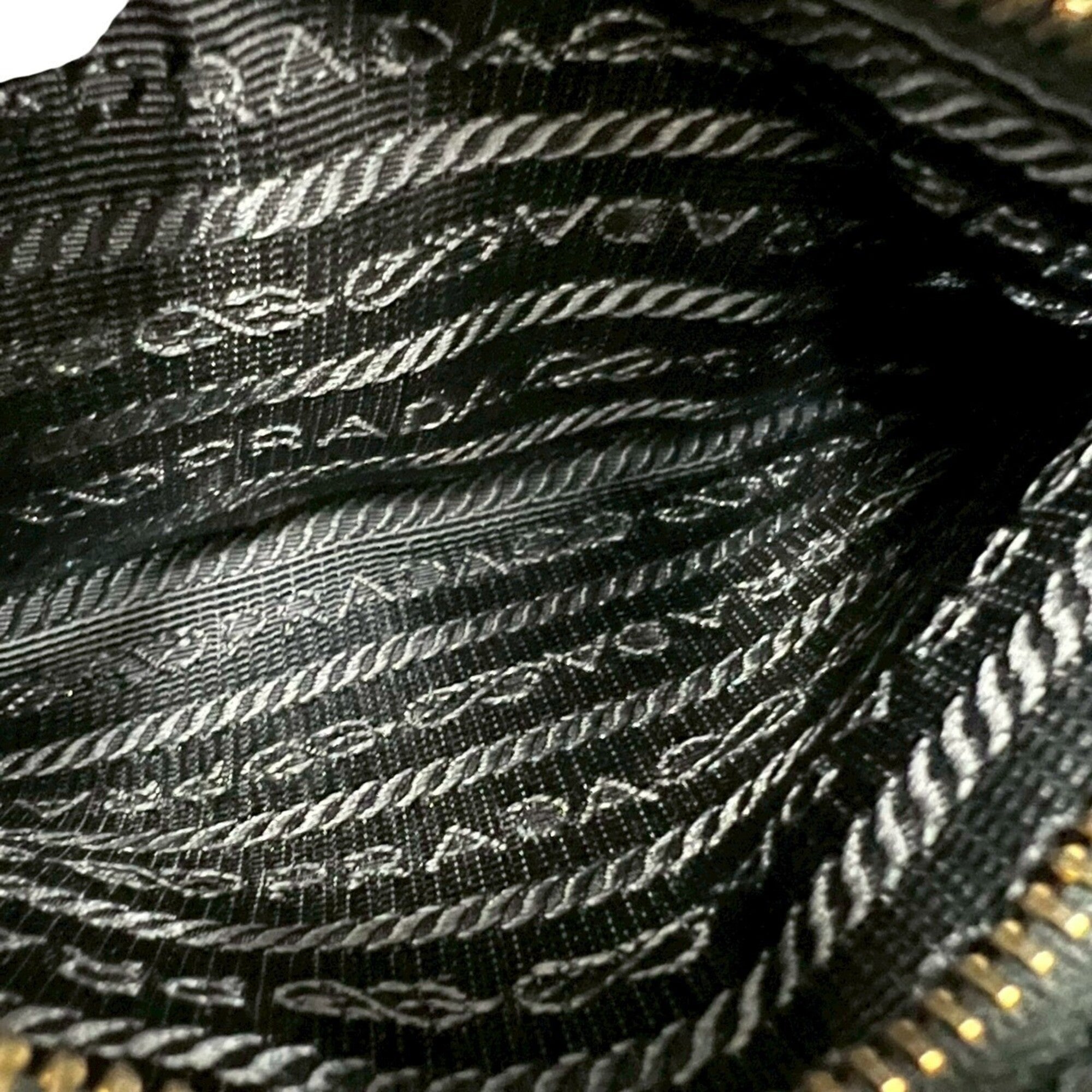 Prada Black Nylon Leather Handbag Shoulder Bag (Pre-Owned)