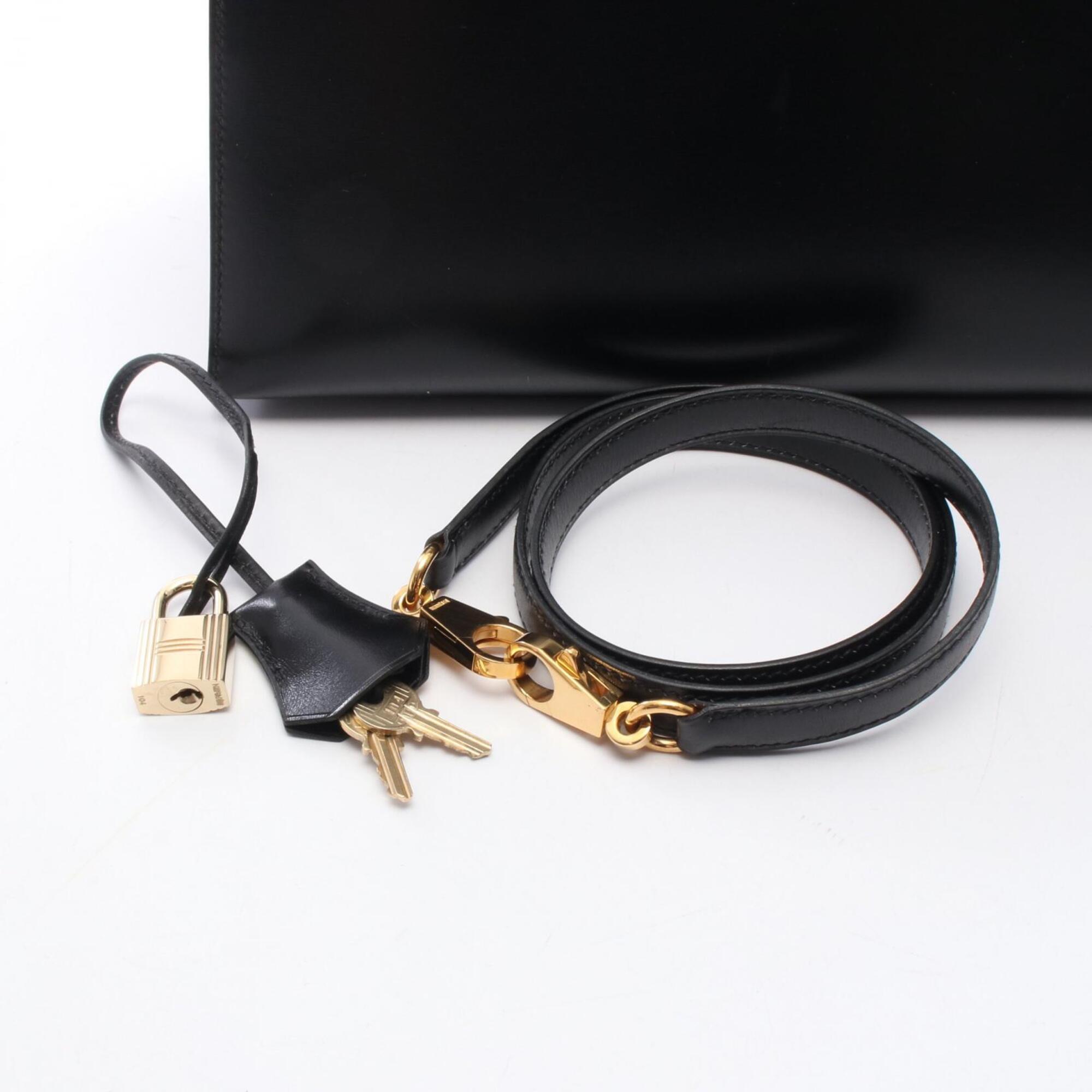 Hermes Black Box Calf Leather Handbag (Pre-Owned)