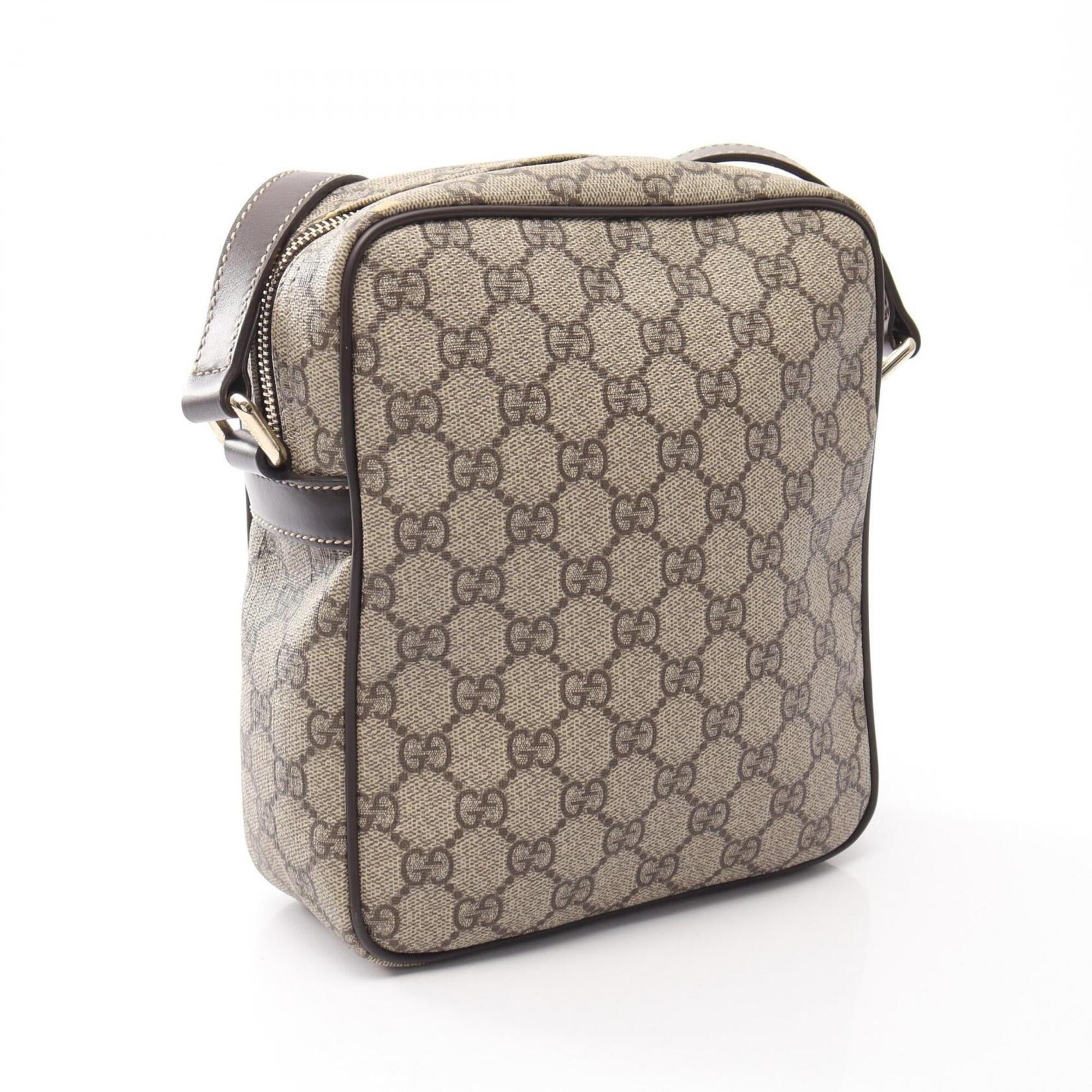 Gucci Beige Brown Coated Canvas Leather Handbag Shoulder Bag (Pre-Owned)