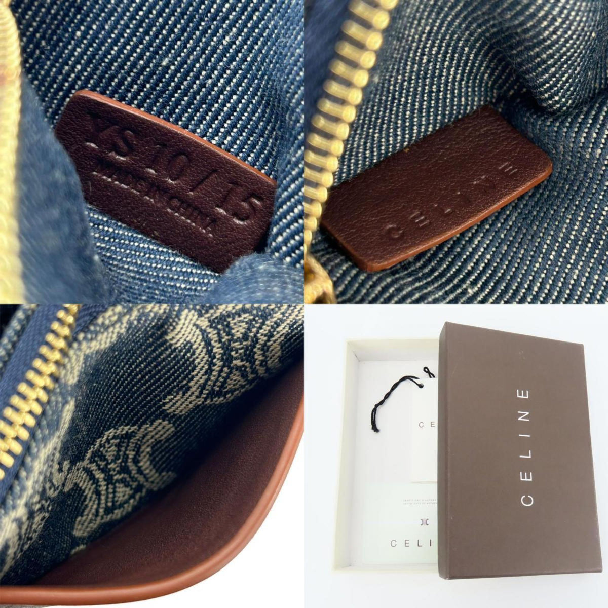 Celine Blue Brown Denim Leather Coin Purse/Coin Case (Pre-Owned)