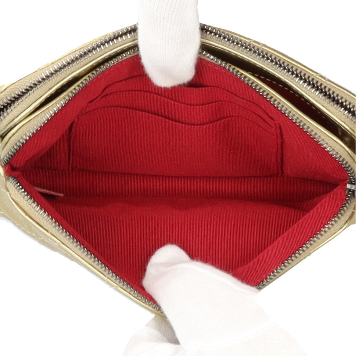 Chanel Gold Leather Chain/Shoulder Wallet (Pre-Owned)