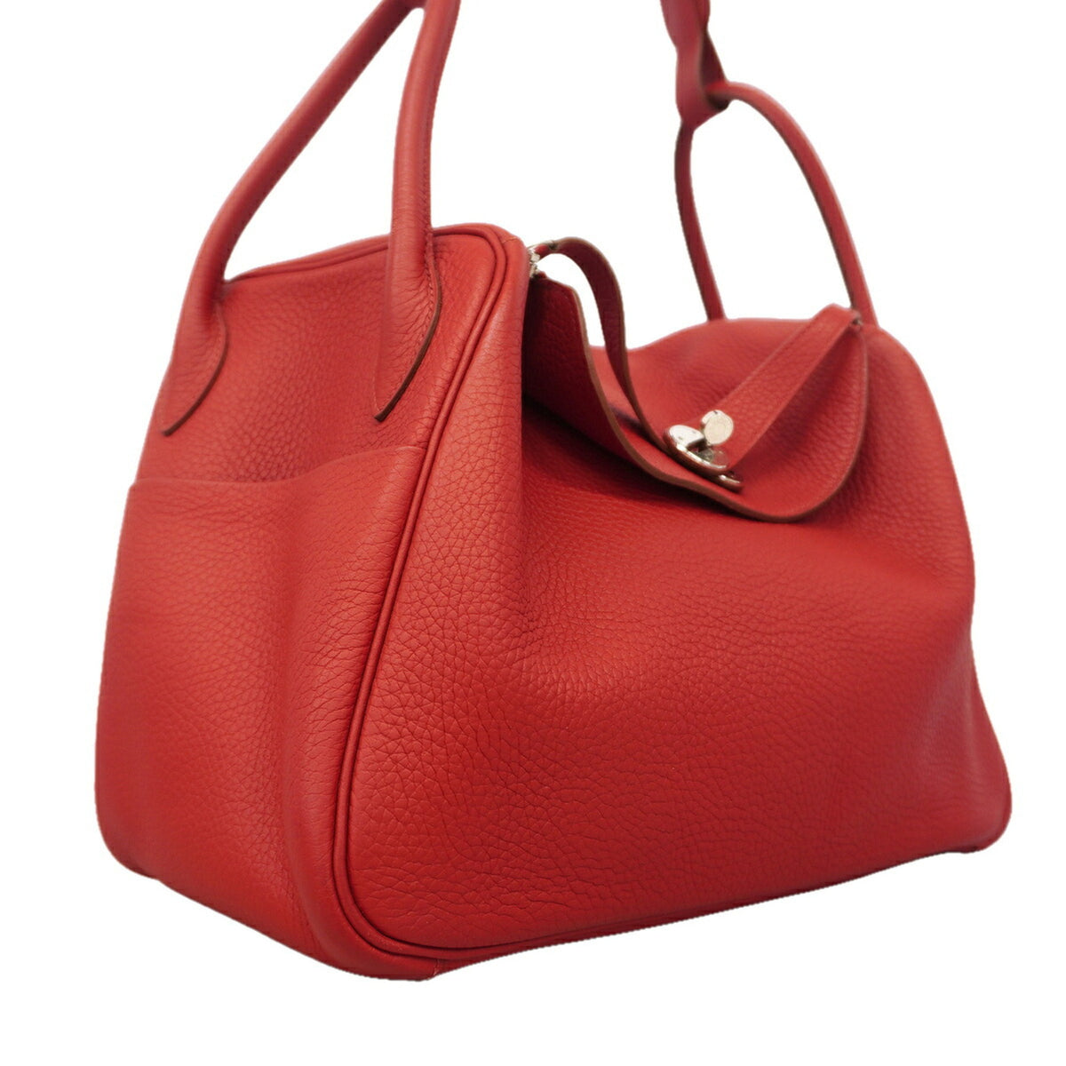 Hermes Rouge Casaque Taurillon Clemence Leather Handbag (Pre-Owned)
