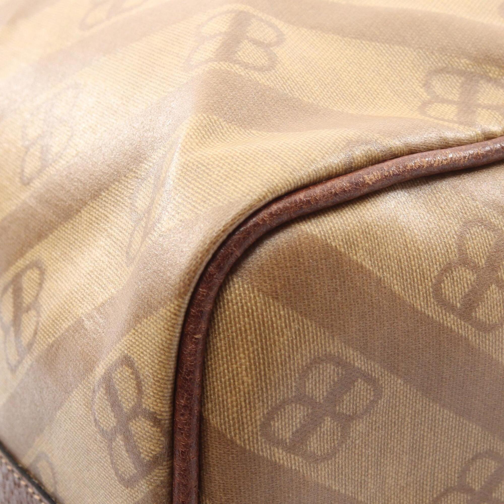 Balenciaga Beige Brown Leather Coated Canvas Handbag Tote Bag (Pre-Owned)
