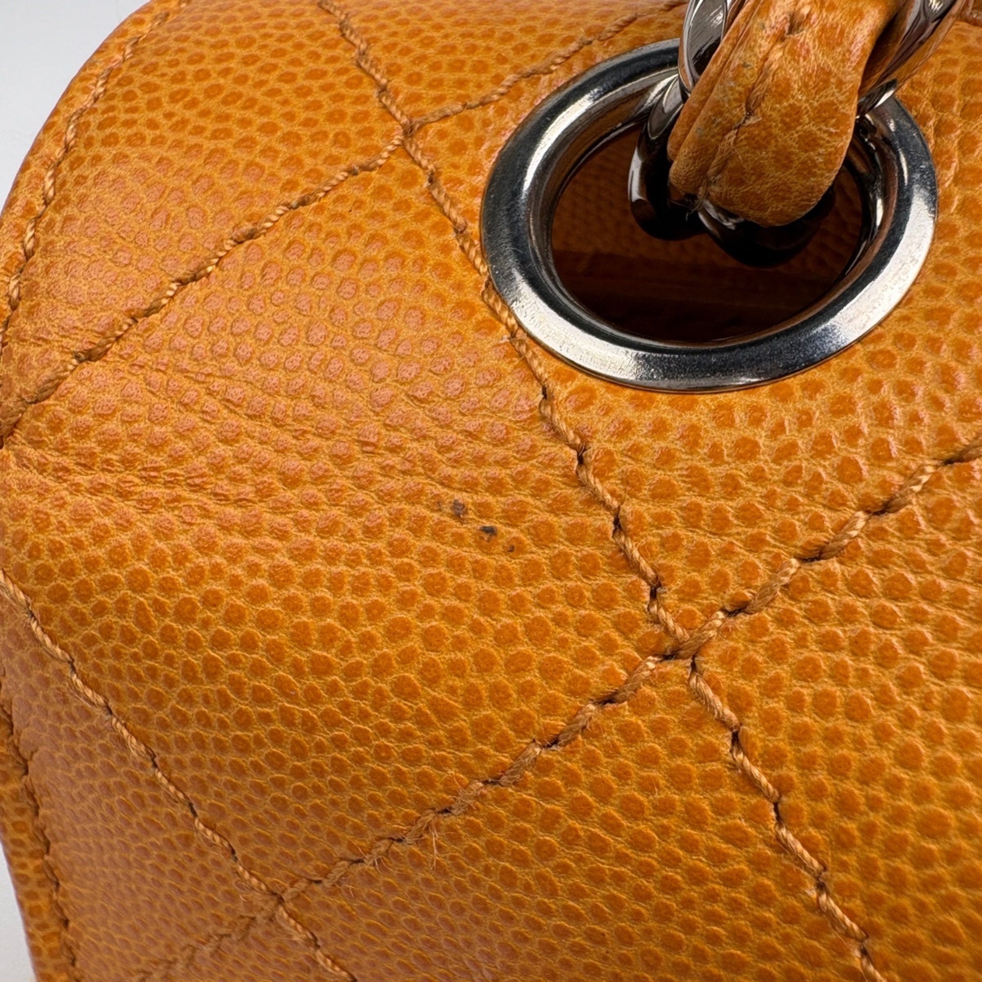 Chanel Orange Grained Calfskin Shoulder Bag (Pre-Owned)