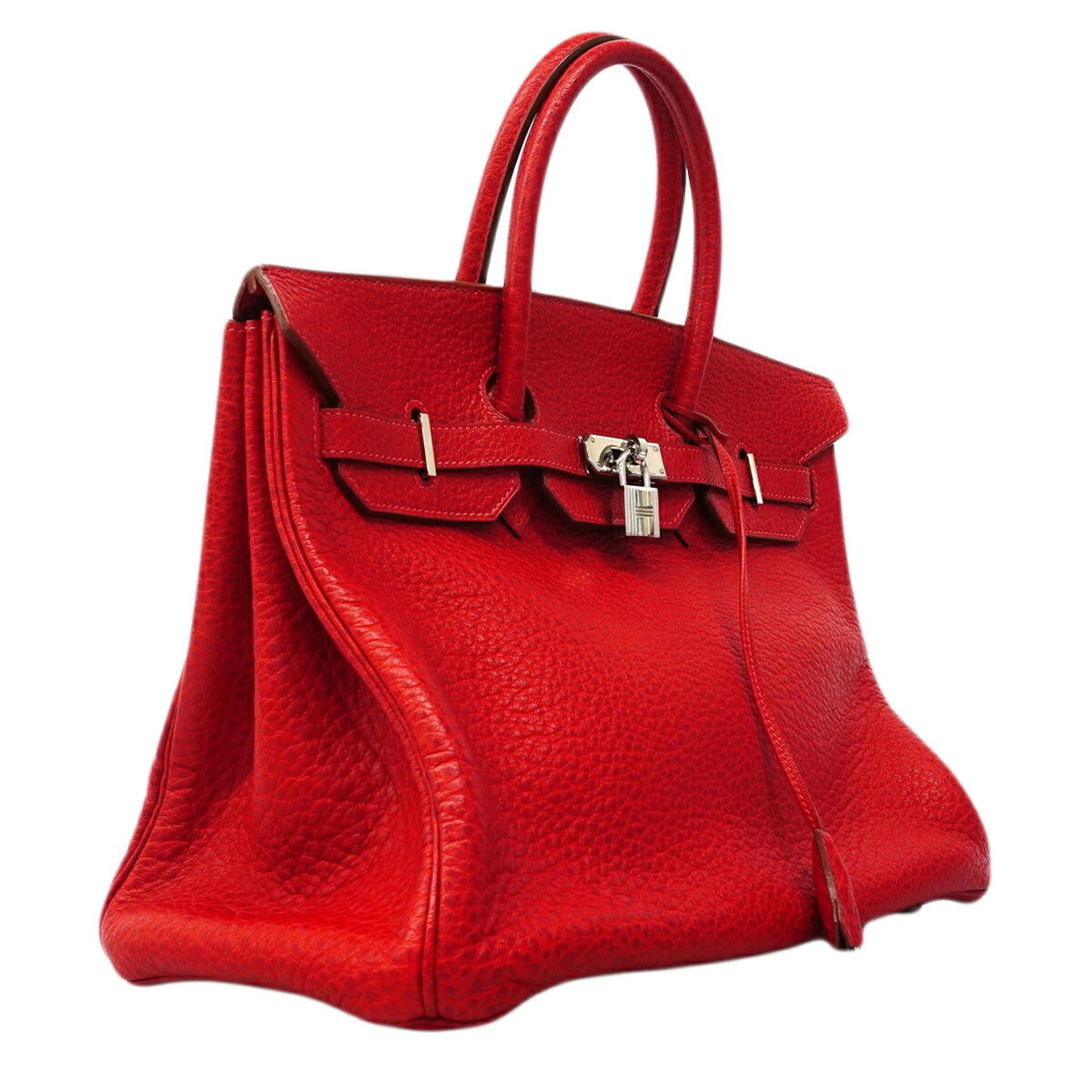 Hermes Rouge Vif Buffle Skipper Leather Handbag (Pre-Owned)