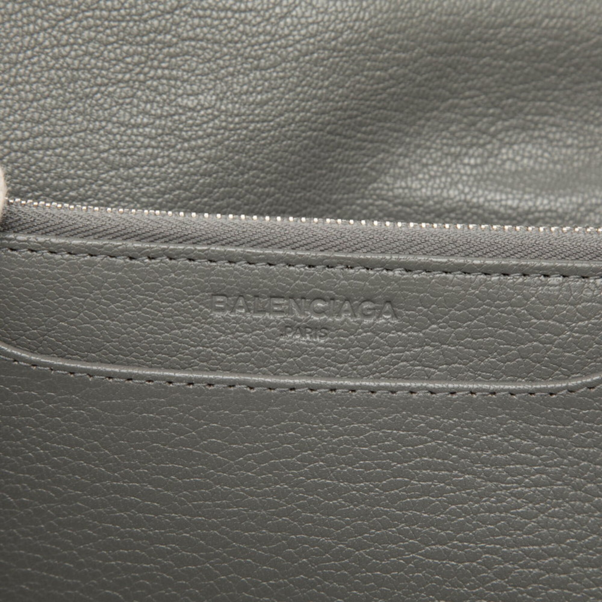 Balenciaga Gray Metallic Leather Chain/Shoulder Wallet (Pre-Owned)