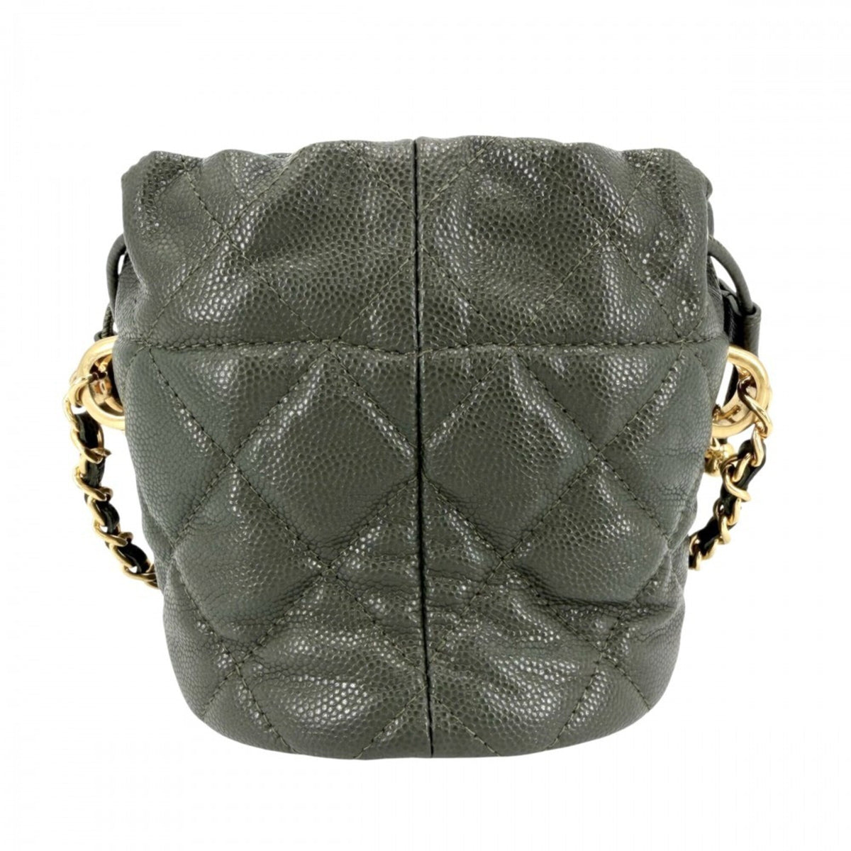 Chanel Khaki Grained Calfskin Pochette Shoulder Bag (Pre-Owned)