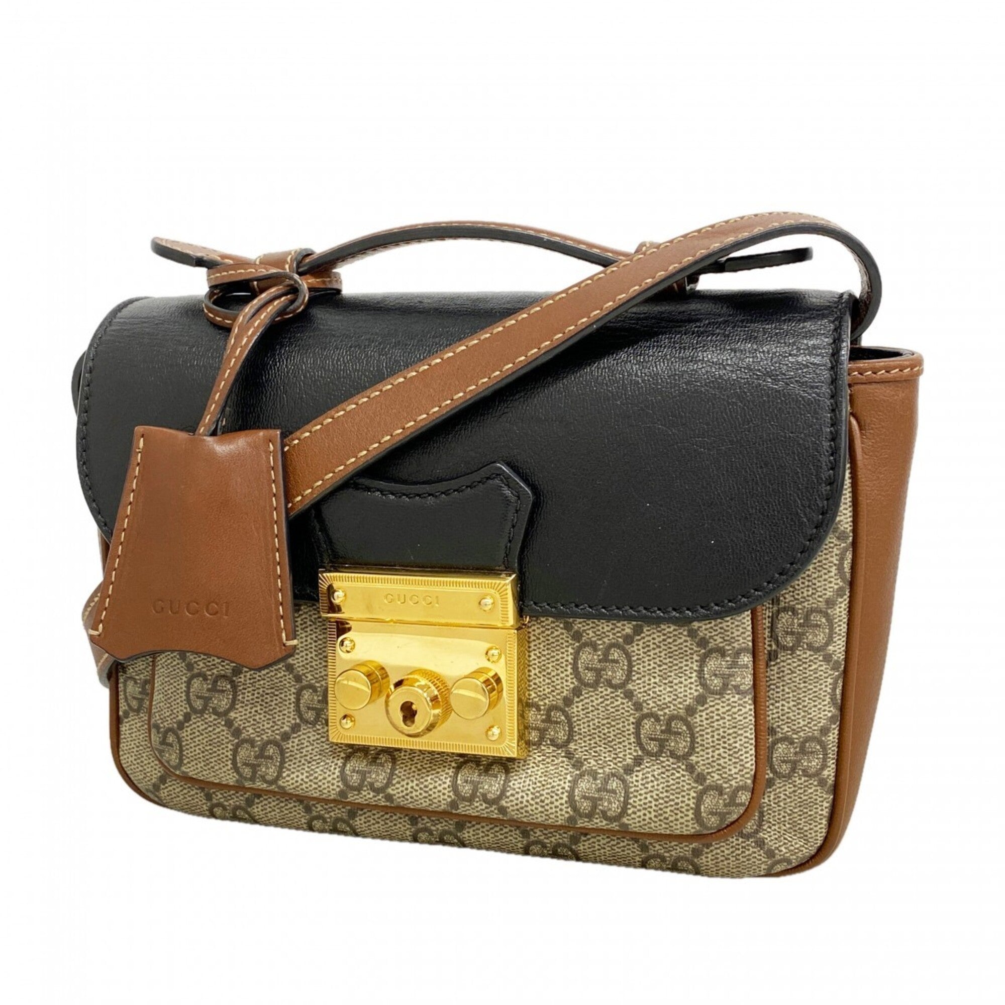 Gucci Beige Black Brown Pvc Handbag (Pre-Owned)