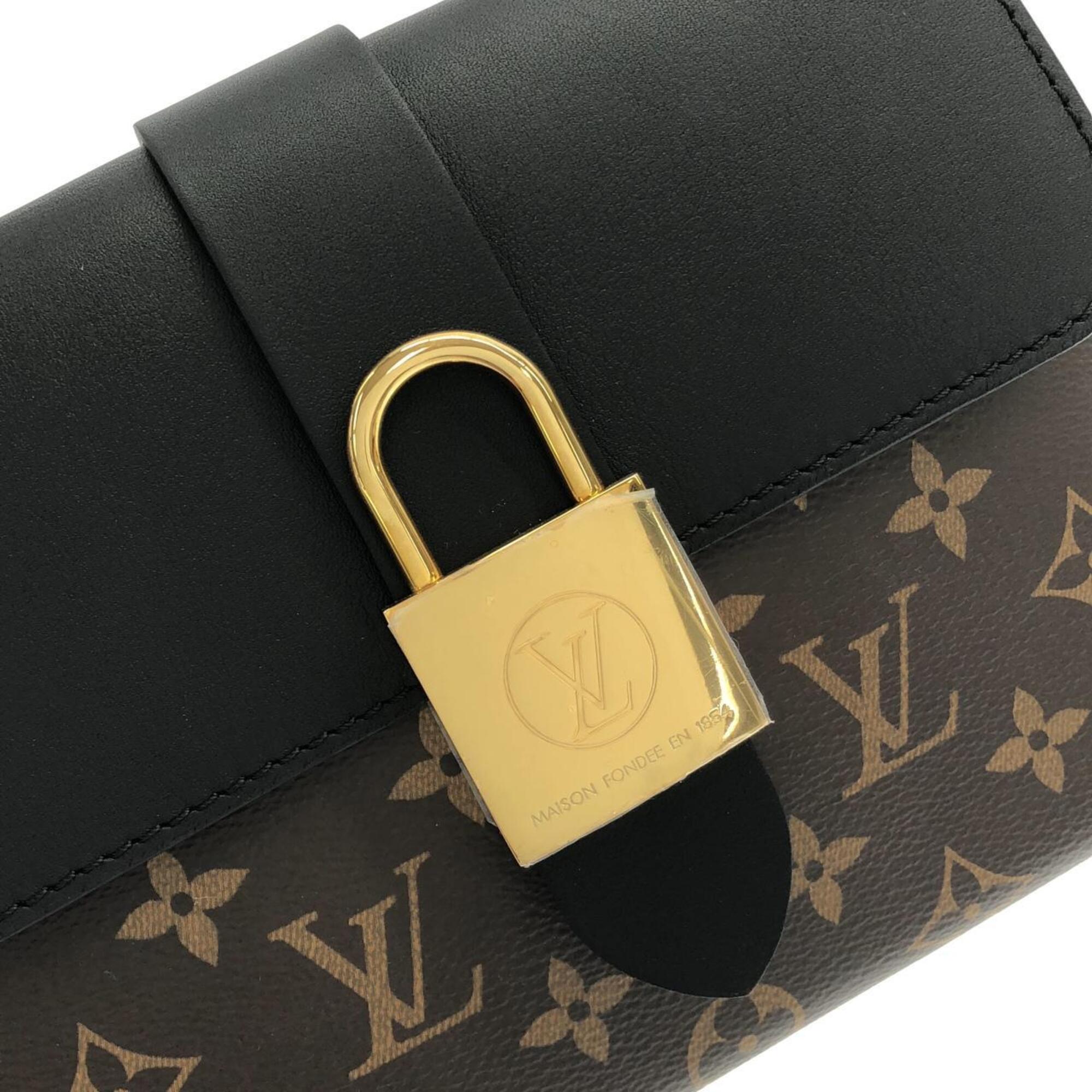 Louis Vuitton Black Brown Coated Canvas Leather Handbag (Pre-Owned)