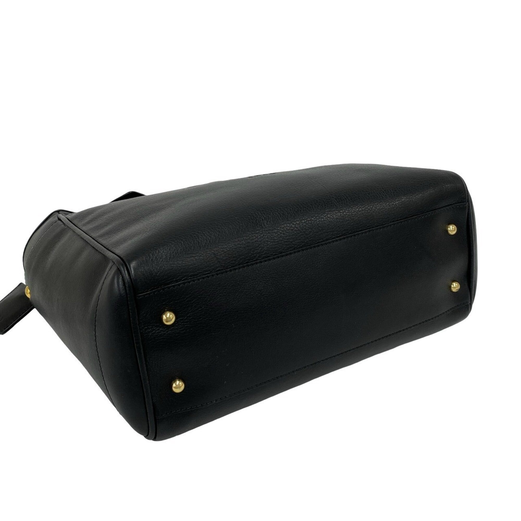 Loewe Black Leather Handbag Shoulder Bag Tote Bag (Pre-Owned)