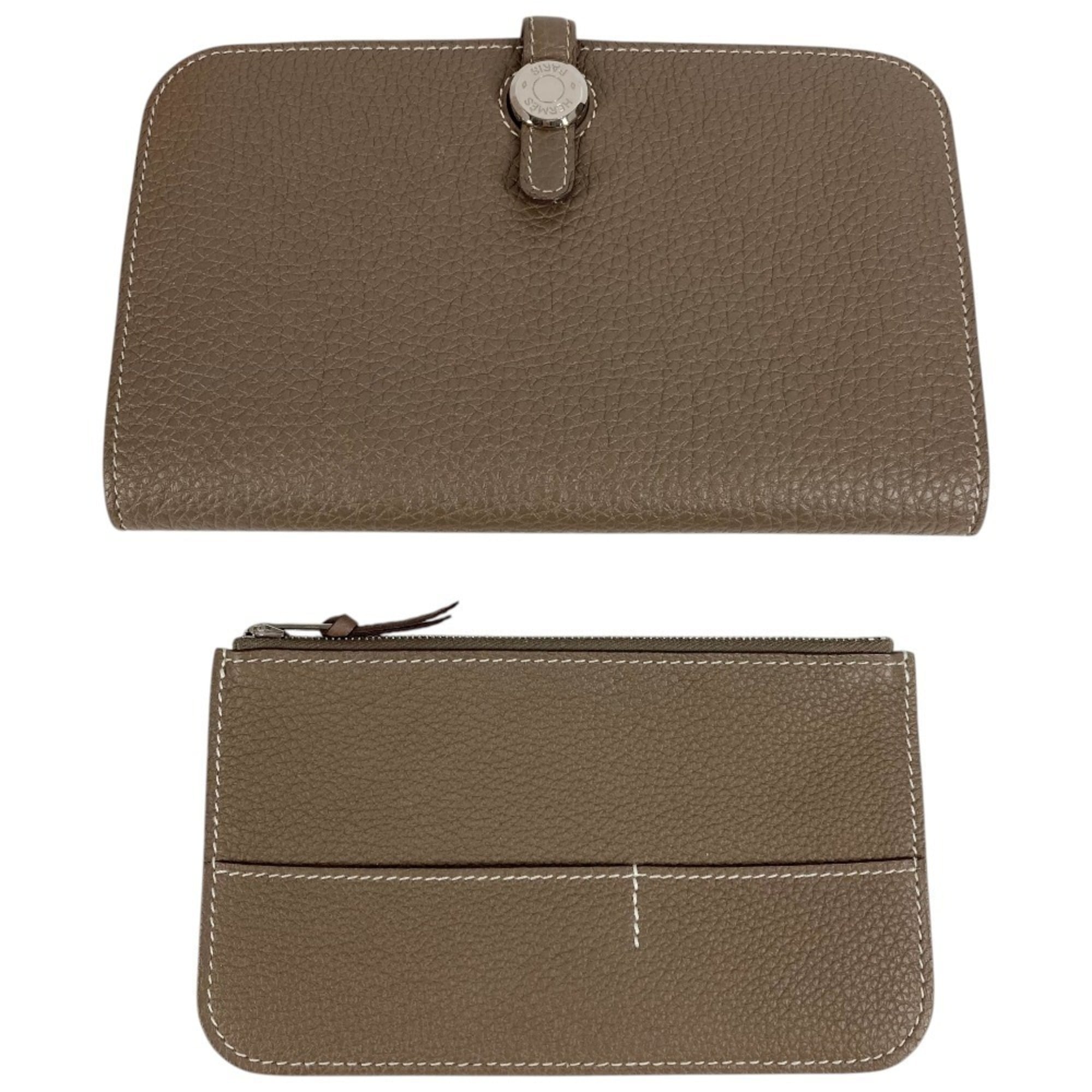 Hermes Etoupe Gray Gray Togo Leather Long Wallet (Bi-Fold) (Pre-Owned)