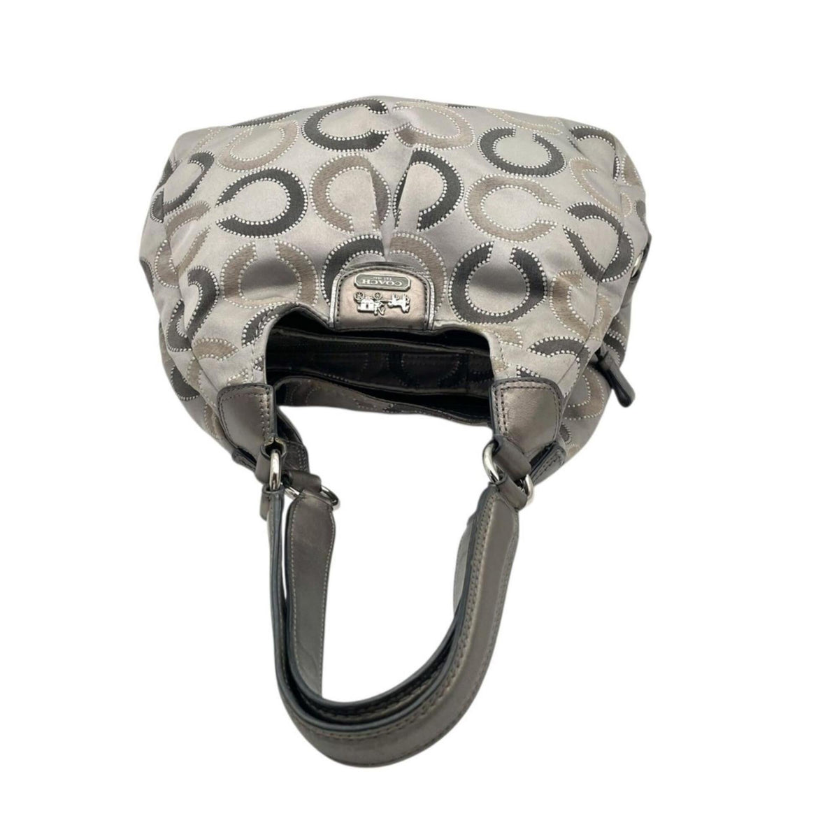 Coach Dark Gray Gray Canvas Leather Shoulder Bag (Pre-Owned)