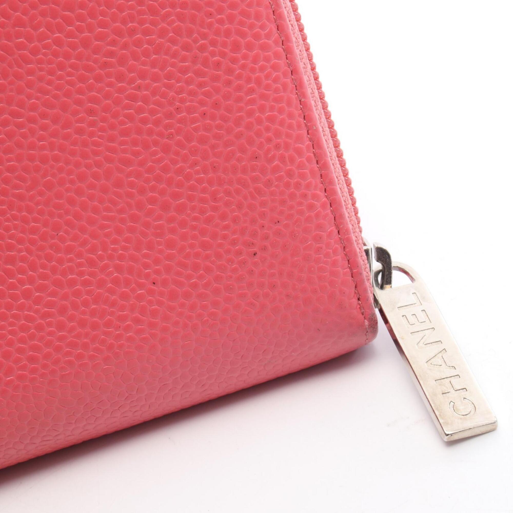 Chanel Pink Grained Calfskin Long Wallet (Bi-Fold) (Pre-Owned)