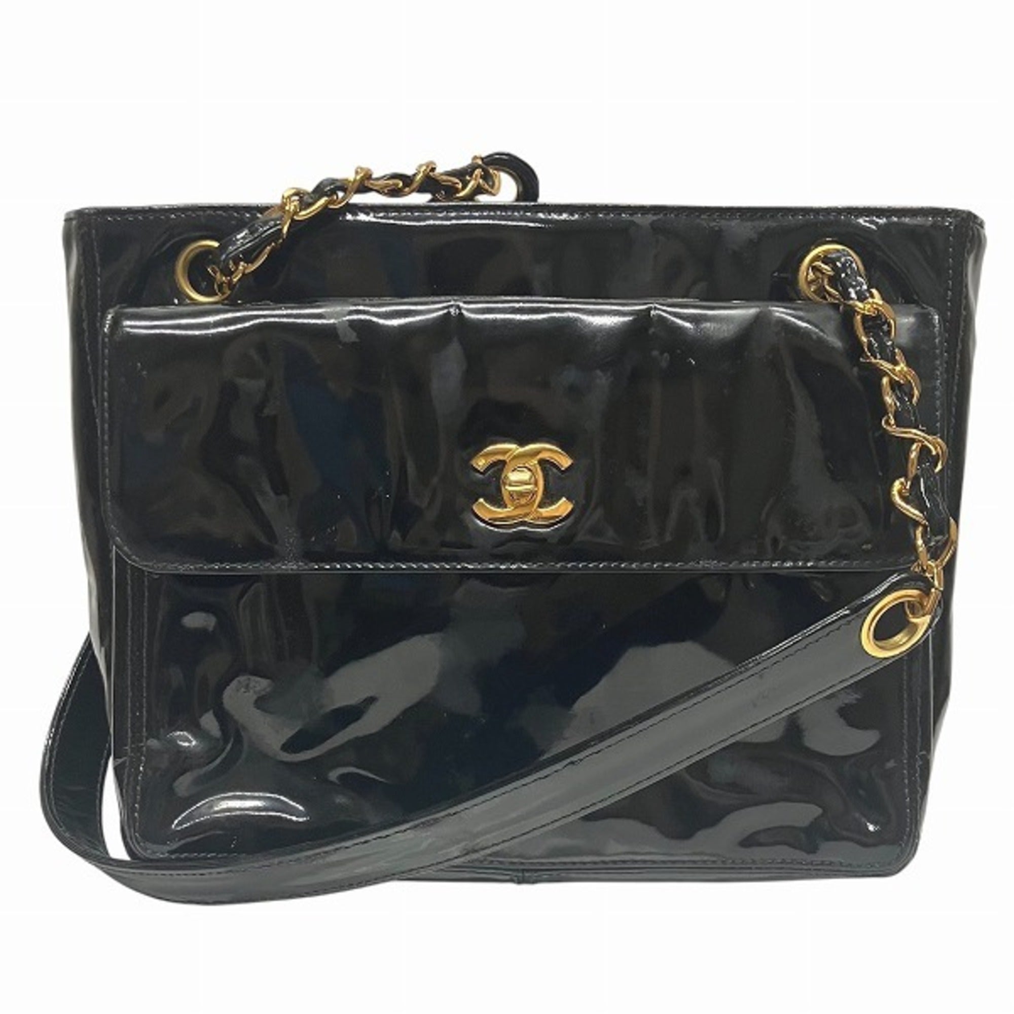Chanel Black Patent Leather Shoulder Bag (Pre-Owned)