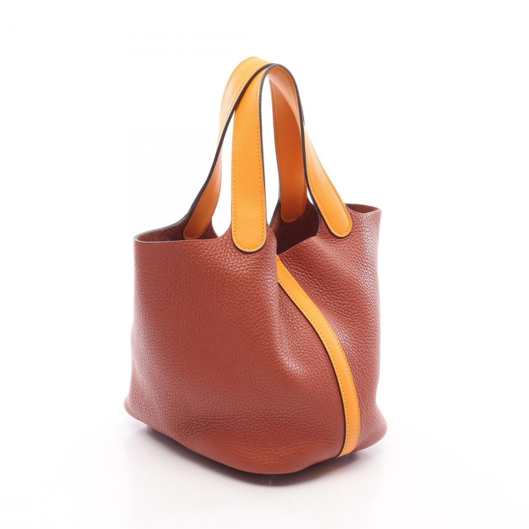 Hermes Brown Yellow Taurillon Clemence Leather Leather Swift Leather Handbag (Pre-Owned)