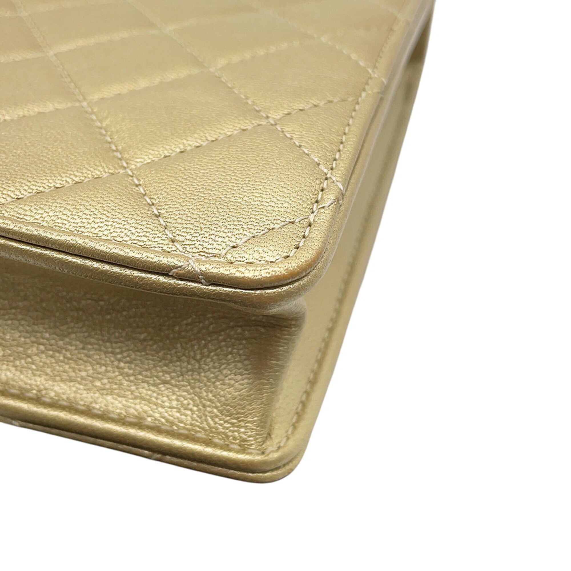 Chanel Champagne Gold Leather Shoulder Bag (Pre-Owned)