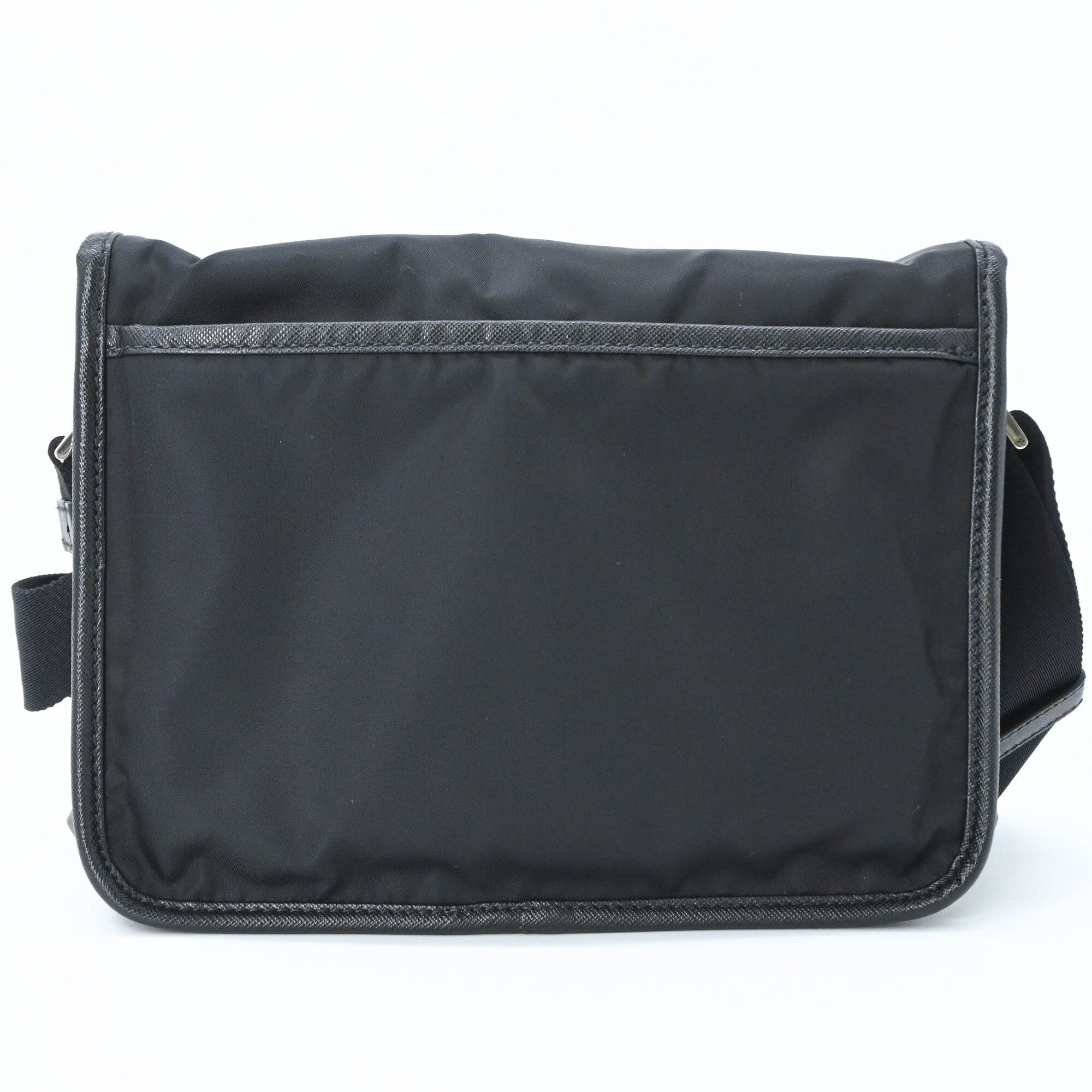 Prada Black Gray Brown Nylon Leather Shoulder Bag (Pre-Owned)
