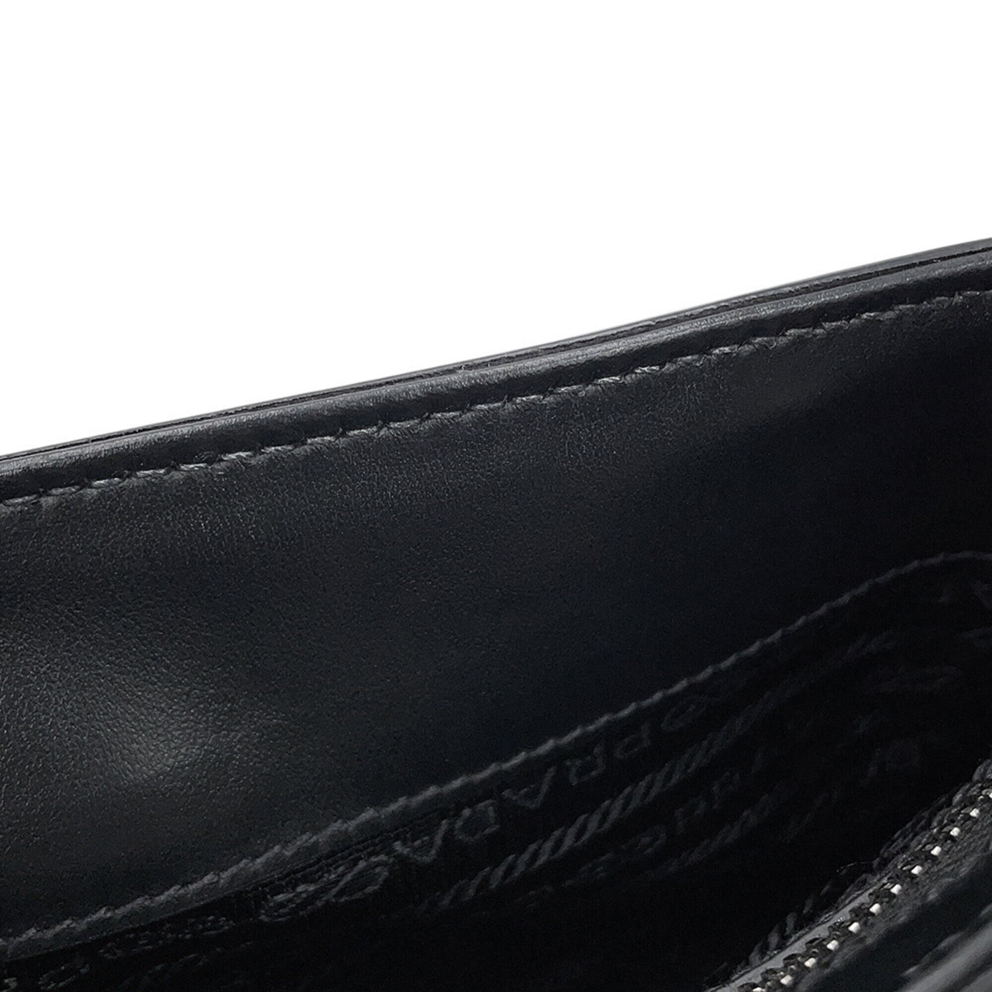 Prada Black Gray Saffiano Triangle Leather Shoulder Bag (Pre-Owned)