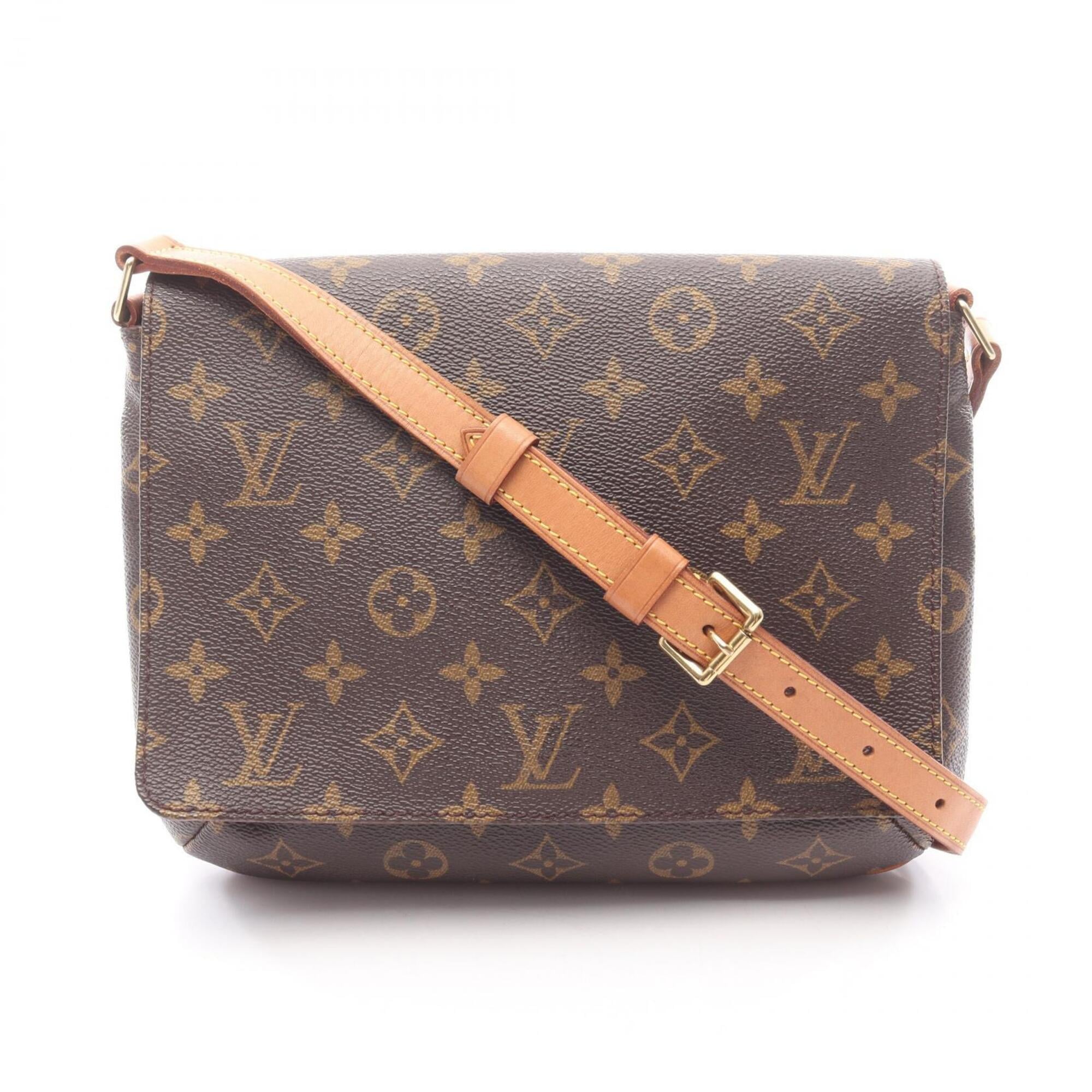 Louis Vuitton Brown Coated Canvas Monogram Leather Handbag Shoulder Bag (Pre-Owned)