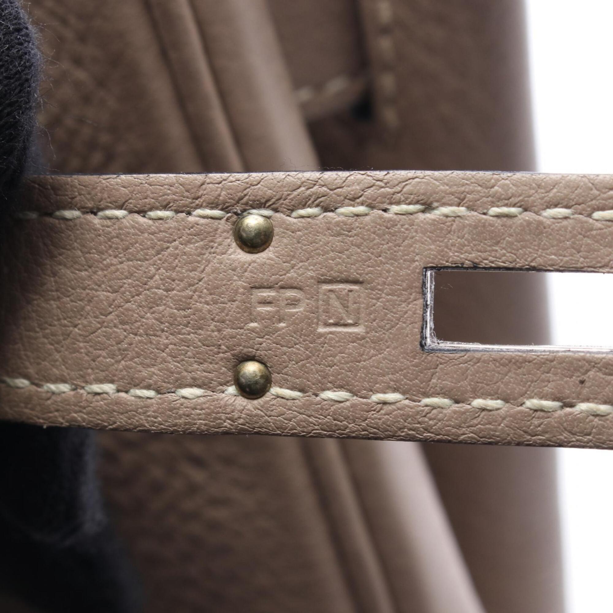Hermes Beige Gris Tourterelle Taurillon Clemence Leather Leather Handbag (Pre-Owned)