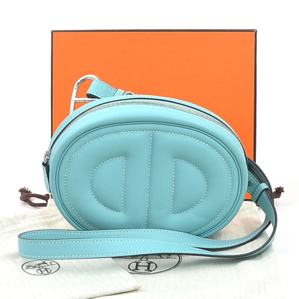 Hermes Blue Atoll Swift Leather Shoulder Bag (Pre-Owned)