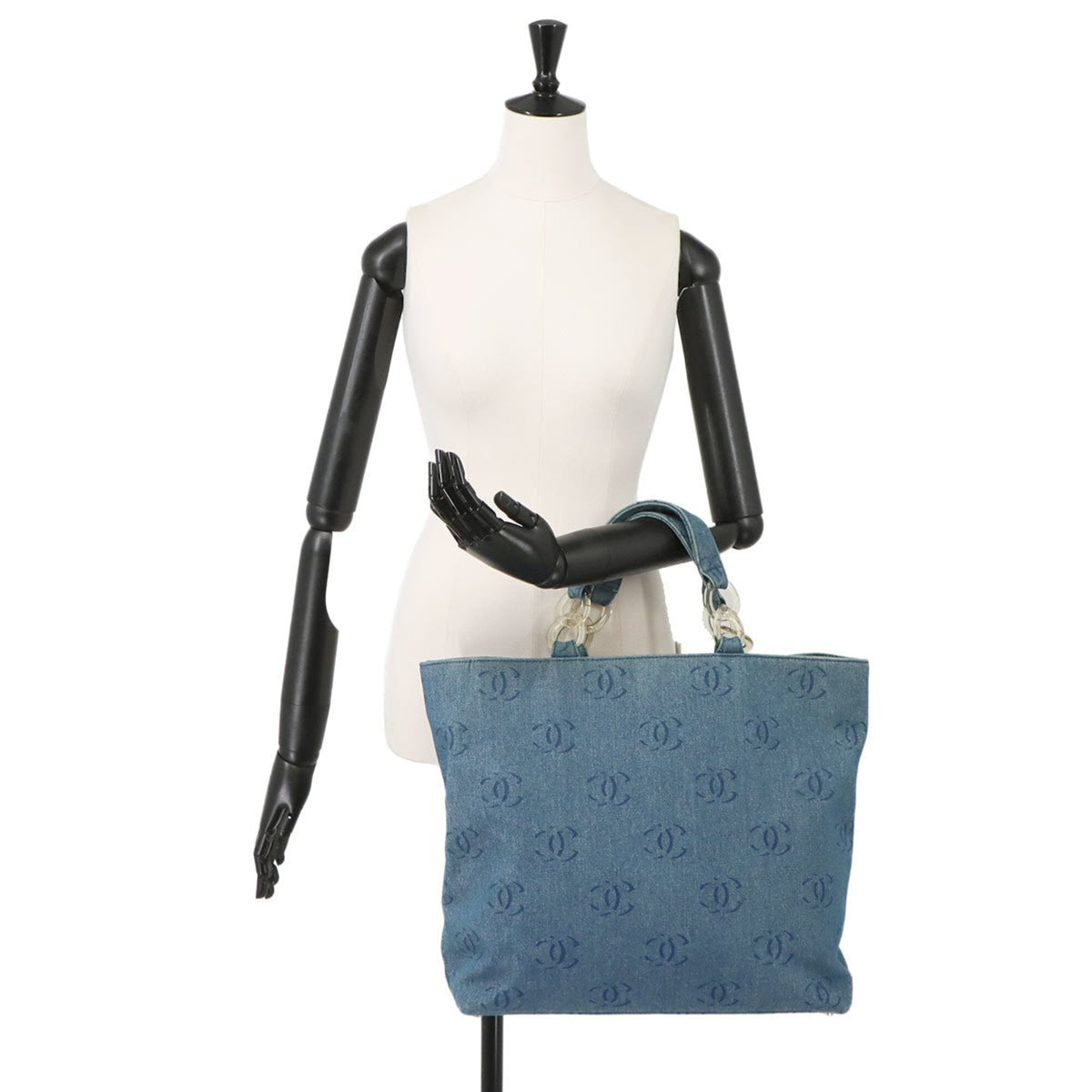 Chanel Blue Yellow Denim Handbag Pouch Tote Bag (Pre-Owned)