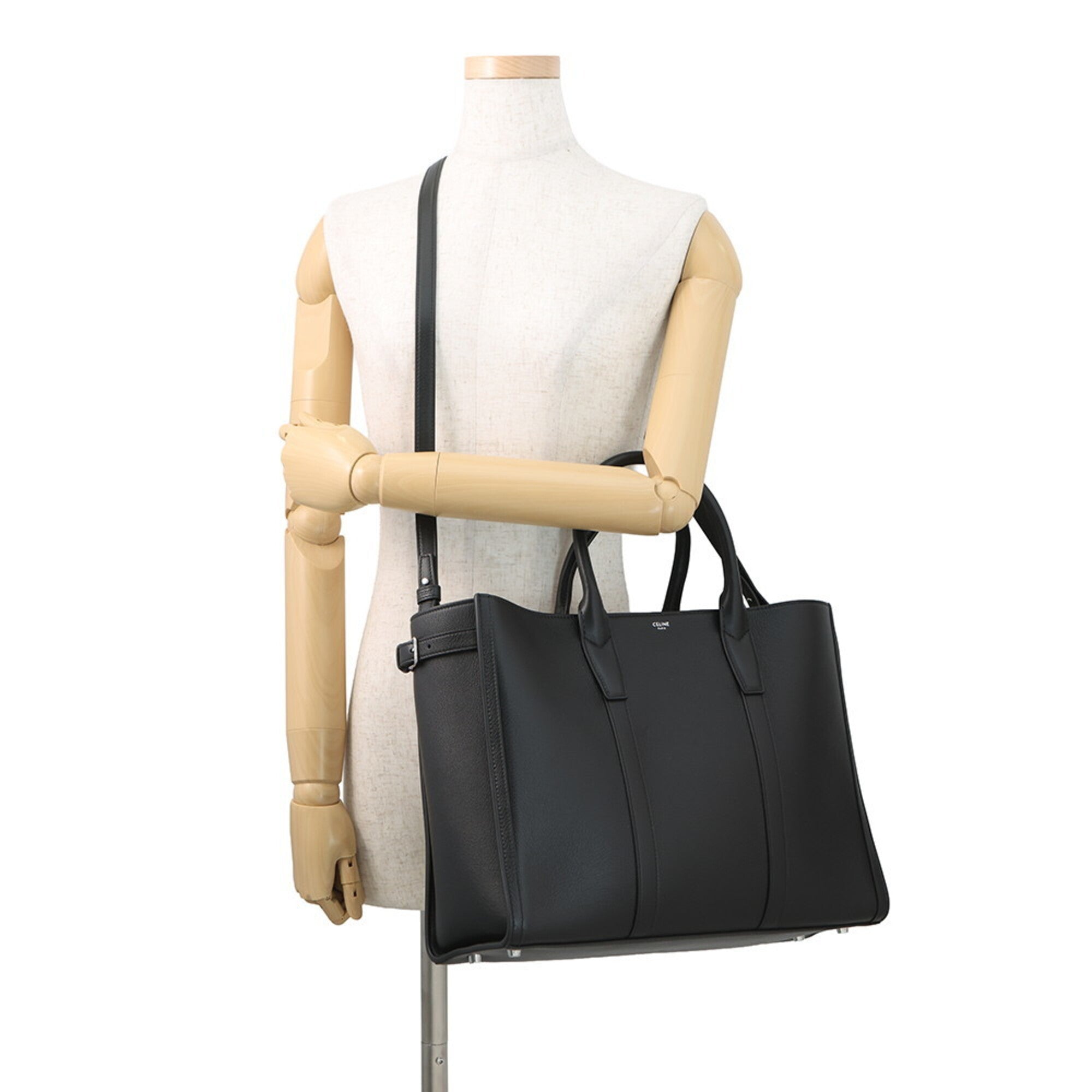 Celine Black Leather Handbag Tote Bag (Pre-Owned)