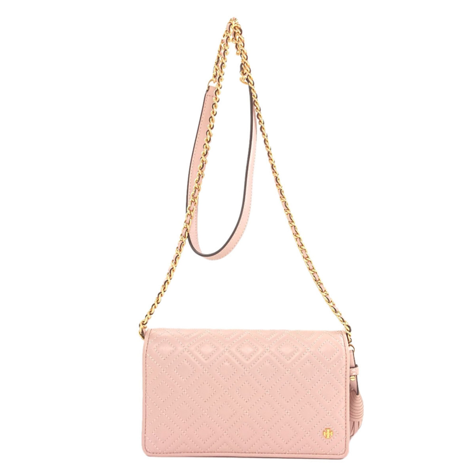 Tory Burch Pink Leather Chain/Shoulder Wallet (Pre-Owned)