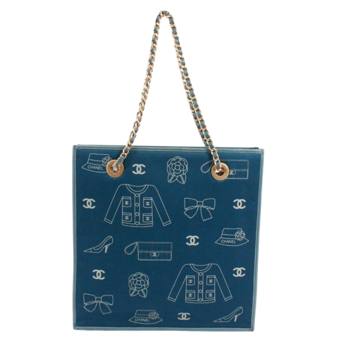 Chanel Blue Canvas Leather Shoulder Bag (Pre-Owned)